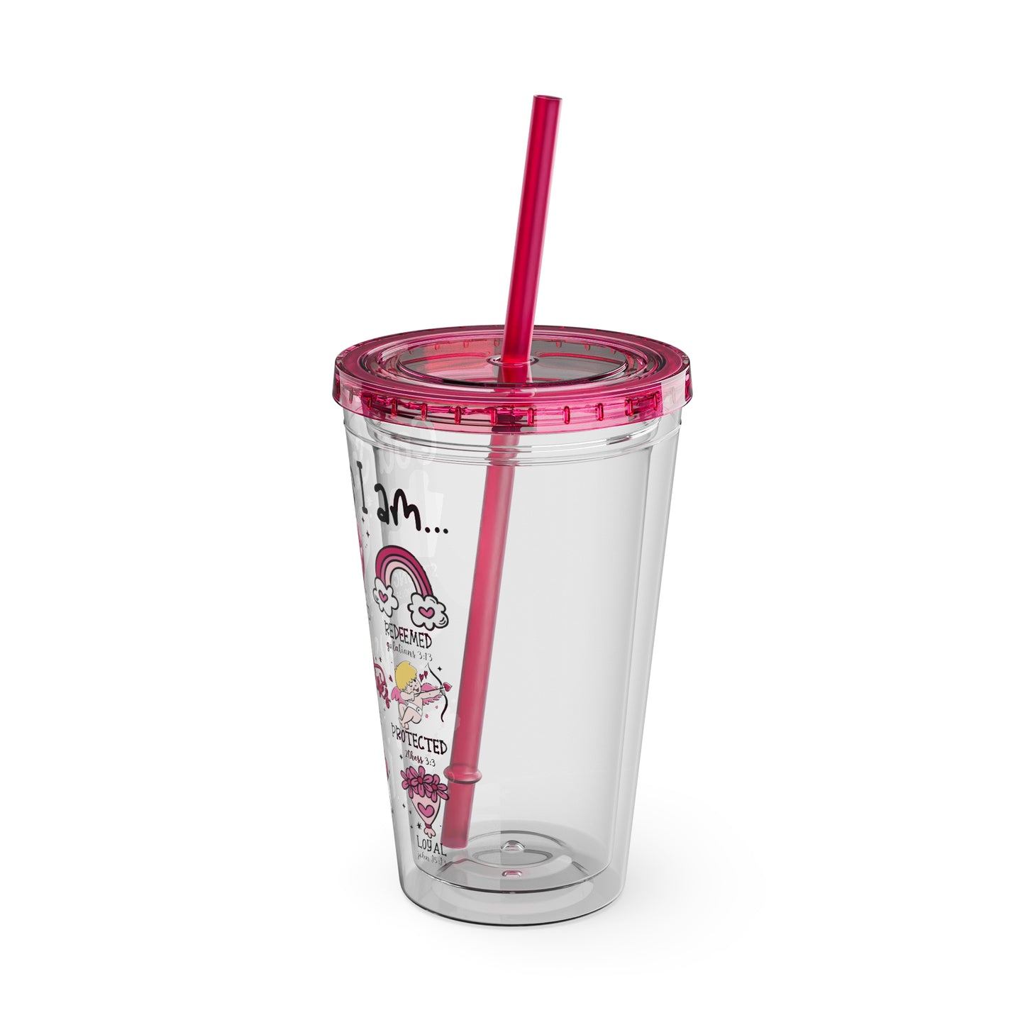 God Says I Am Sunsplash Tumbler with Straw, 16oz