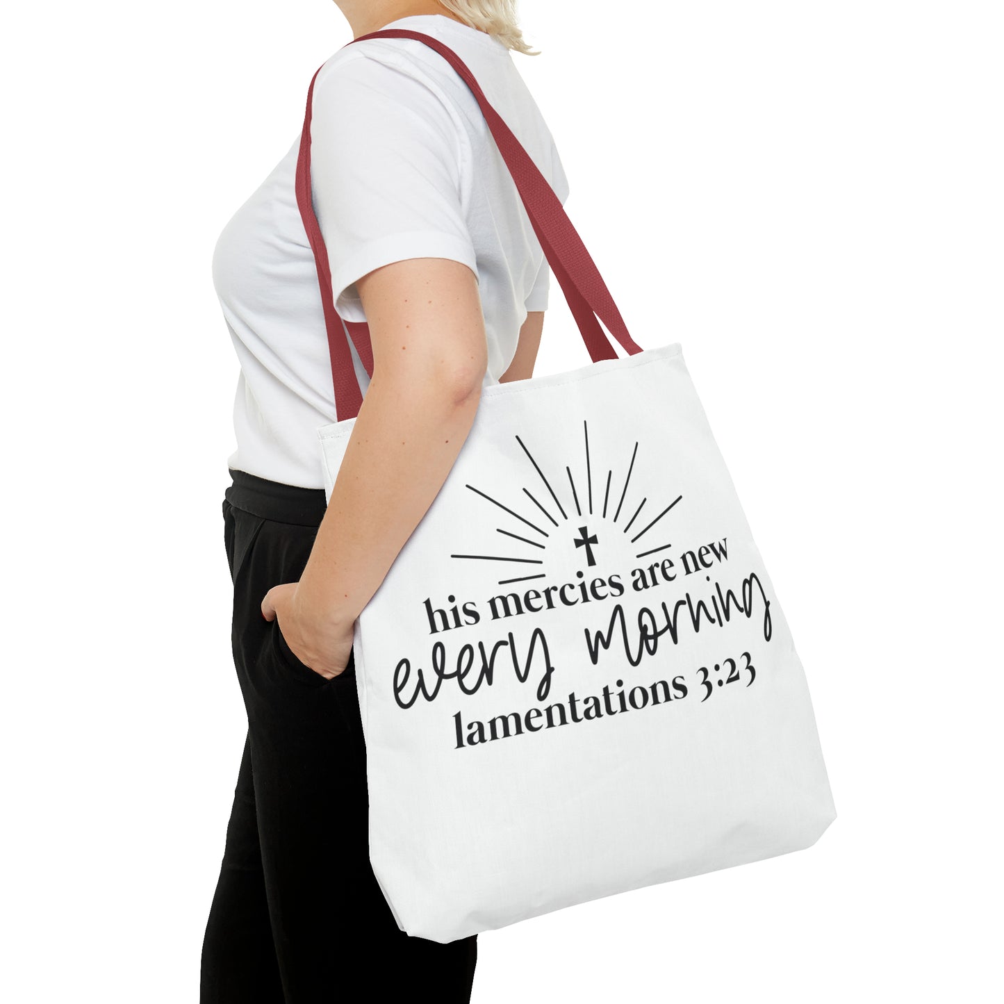 His Mercies Tote Bag (AOP)