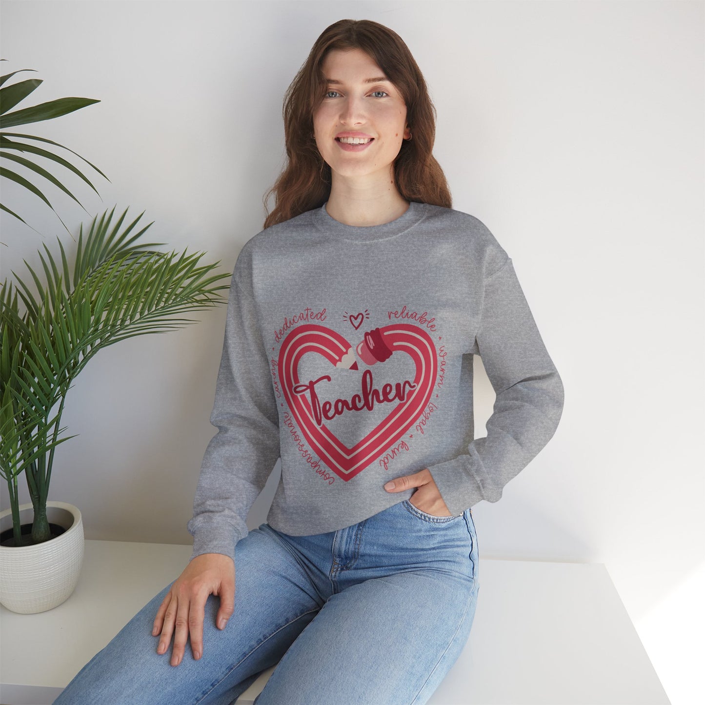 Teacher Heart Unisex Heavy Blend™ Crewneck Sweatshirt