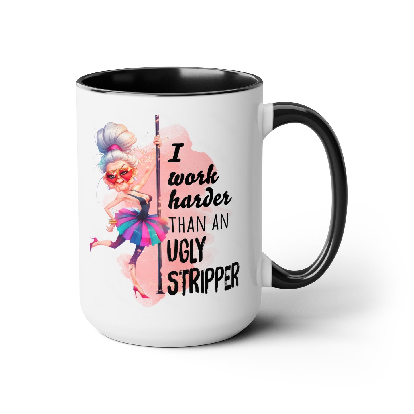 Work Harder Two-Tone Coffee Mugs, 15oz