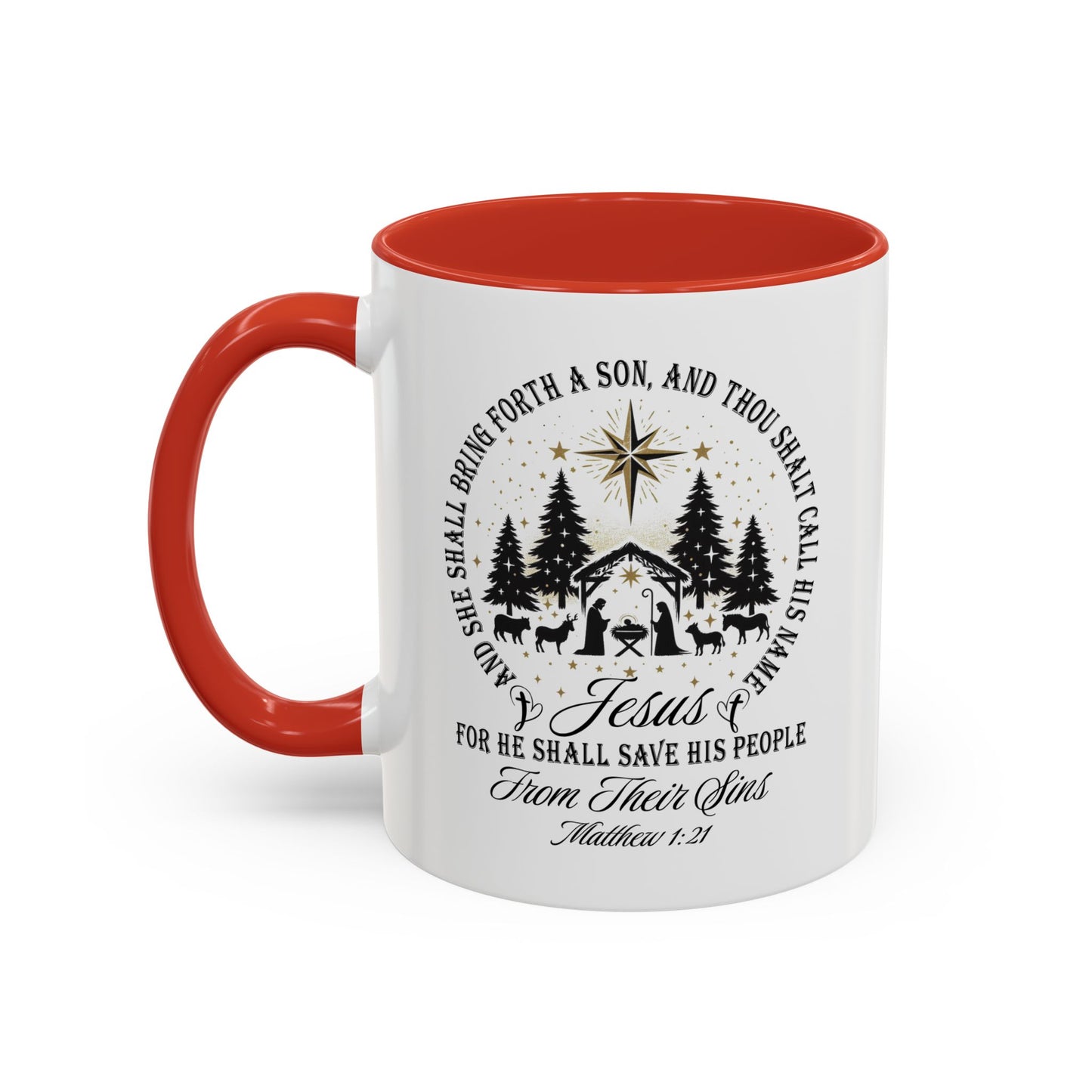 Matthew 1:21 Accent Coffee Mug (11, 15oz)