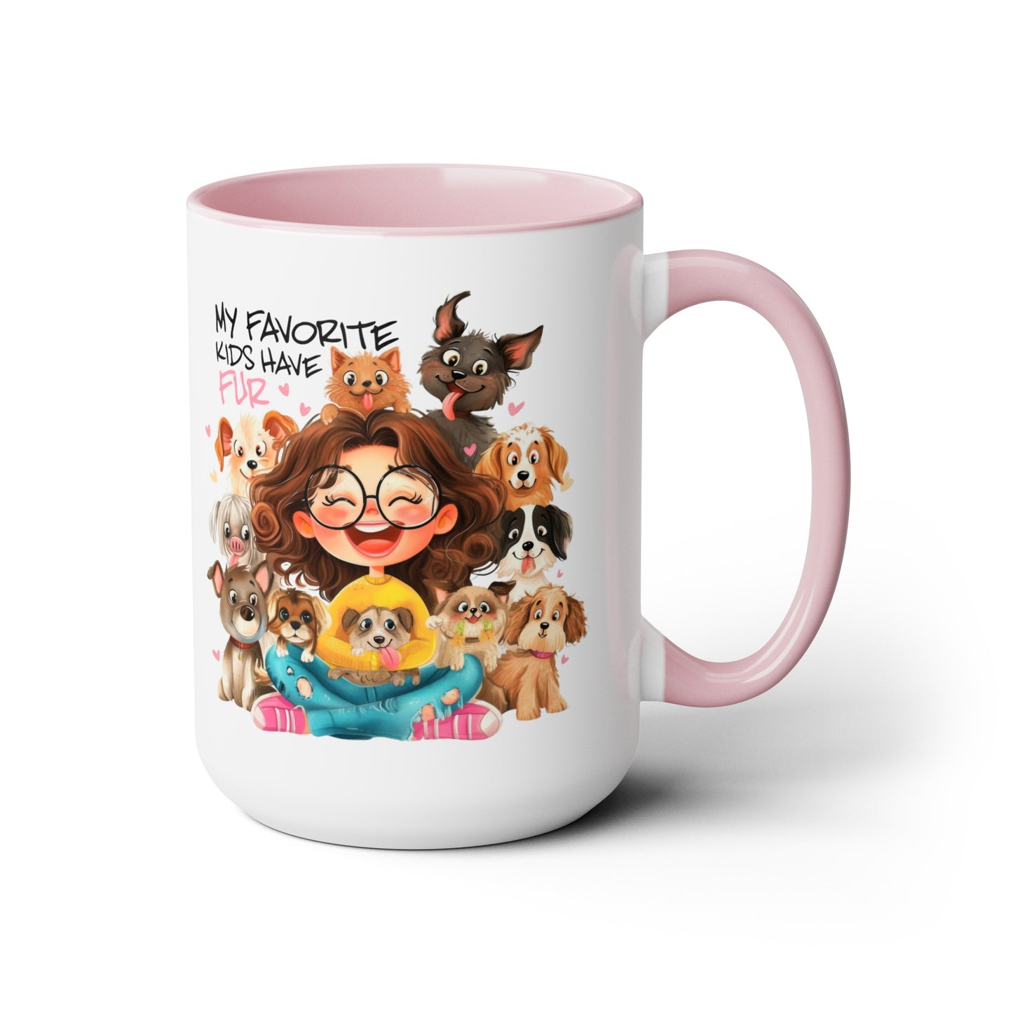 Favorite Kids Have Fur Two-Tone Coffee Mugs, 15oz