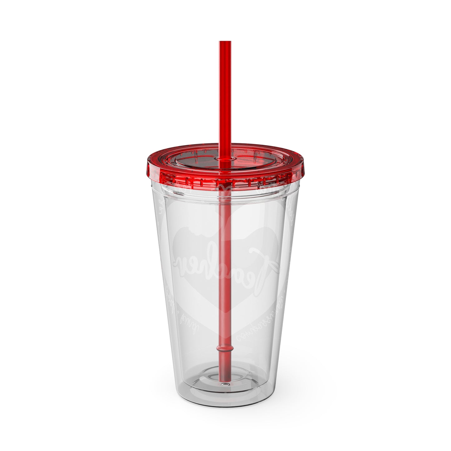 Teacher Heart Sunsplash Tumbler with Straw, 16oz