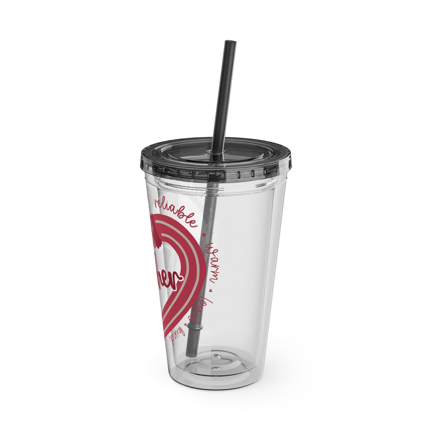 Teacher Heart Sunsplash Tumbler with Straw, 16oz