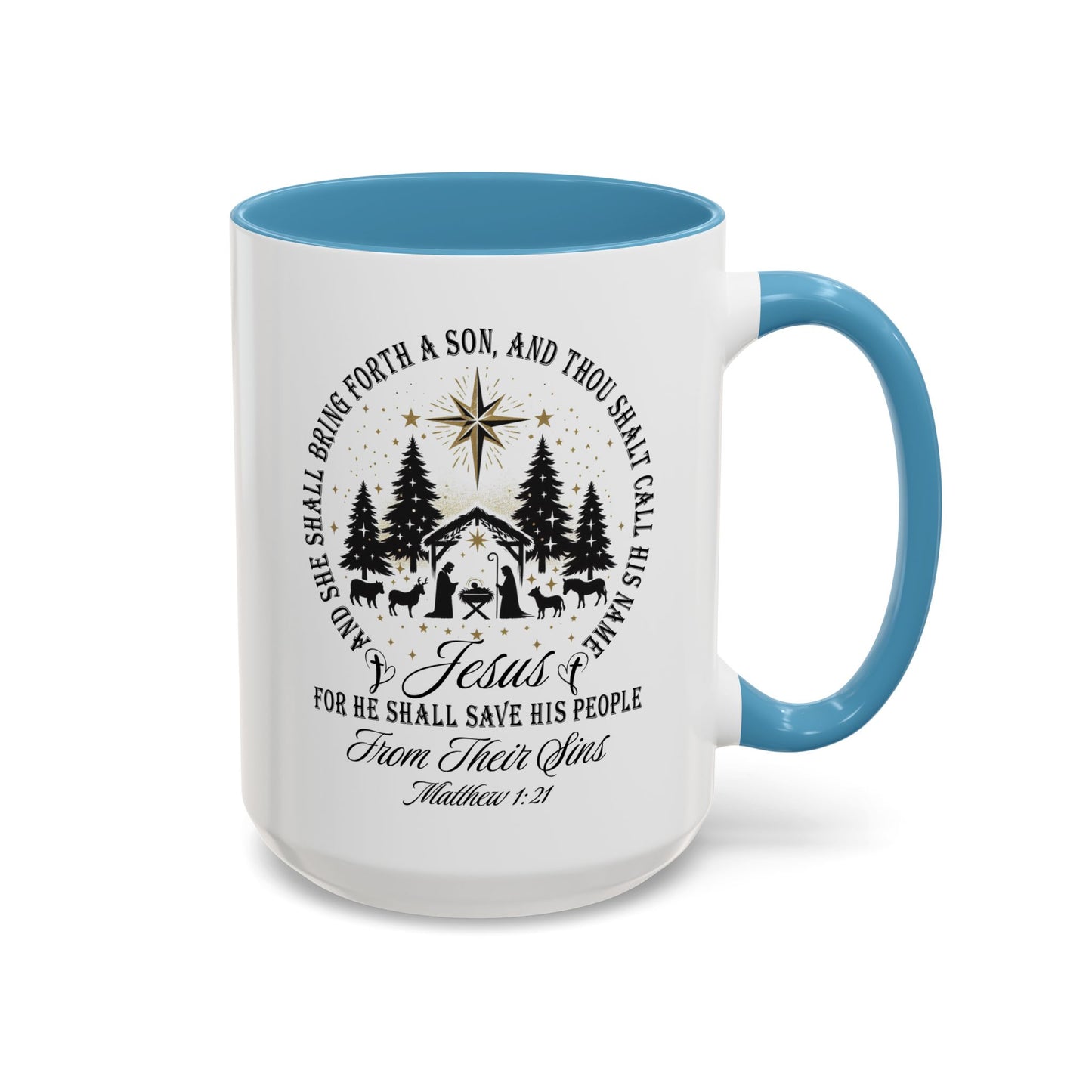 Matthew 1:21 Accent Coffee Mug (11, 15oz)