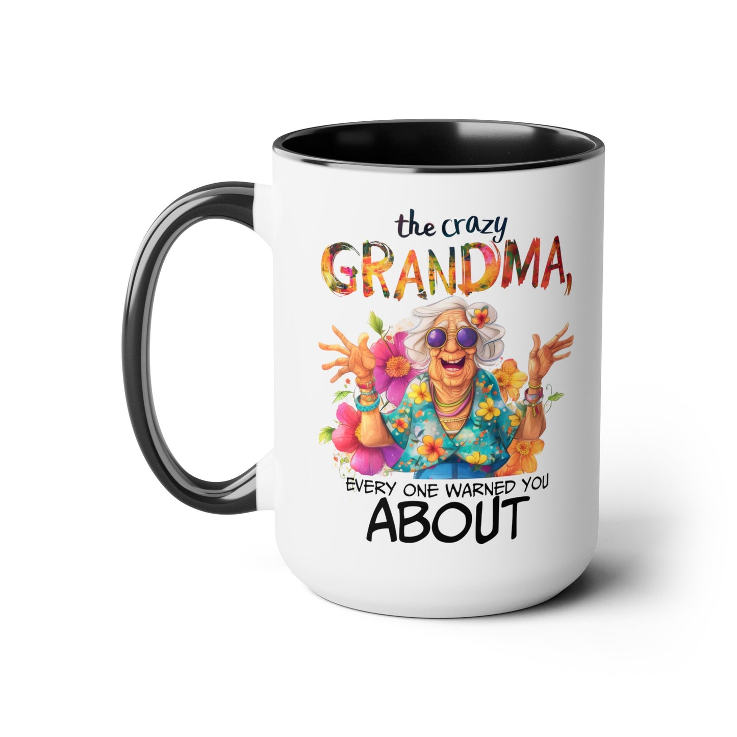 Crazy Grandma Two-Tone Coffee Mugs, 15oz