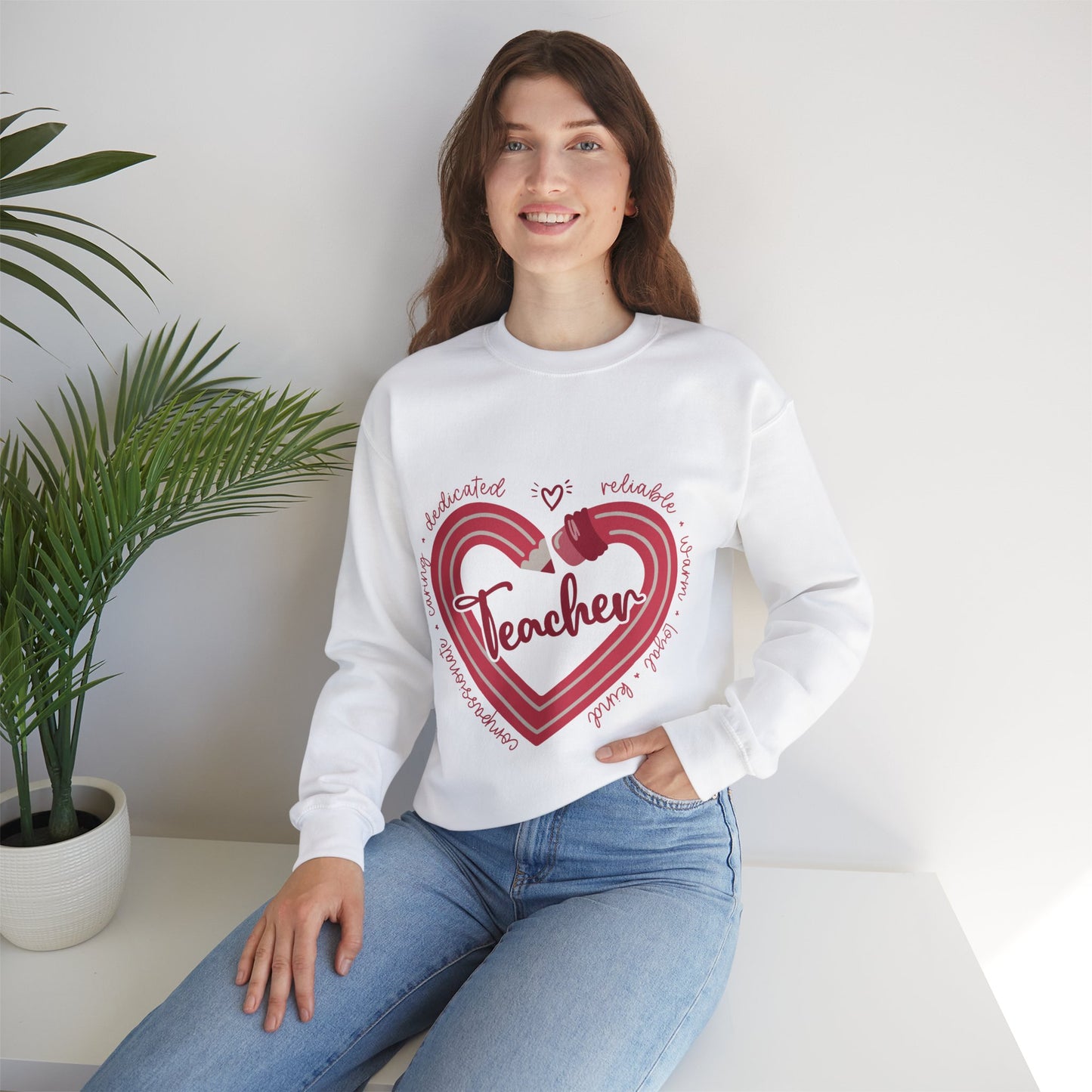 Teacher Heart Unisex Heavy Blend™ Crewneck Sweatshirt