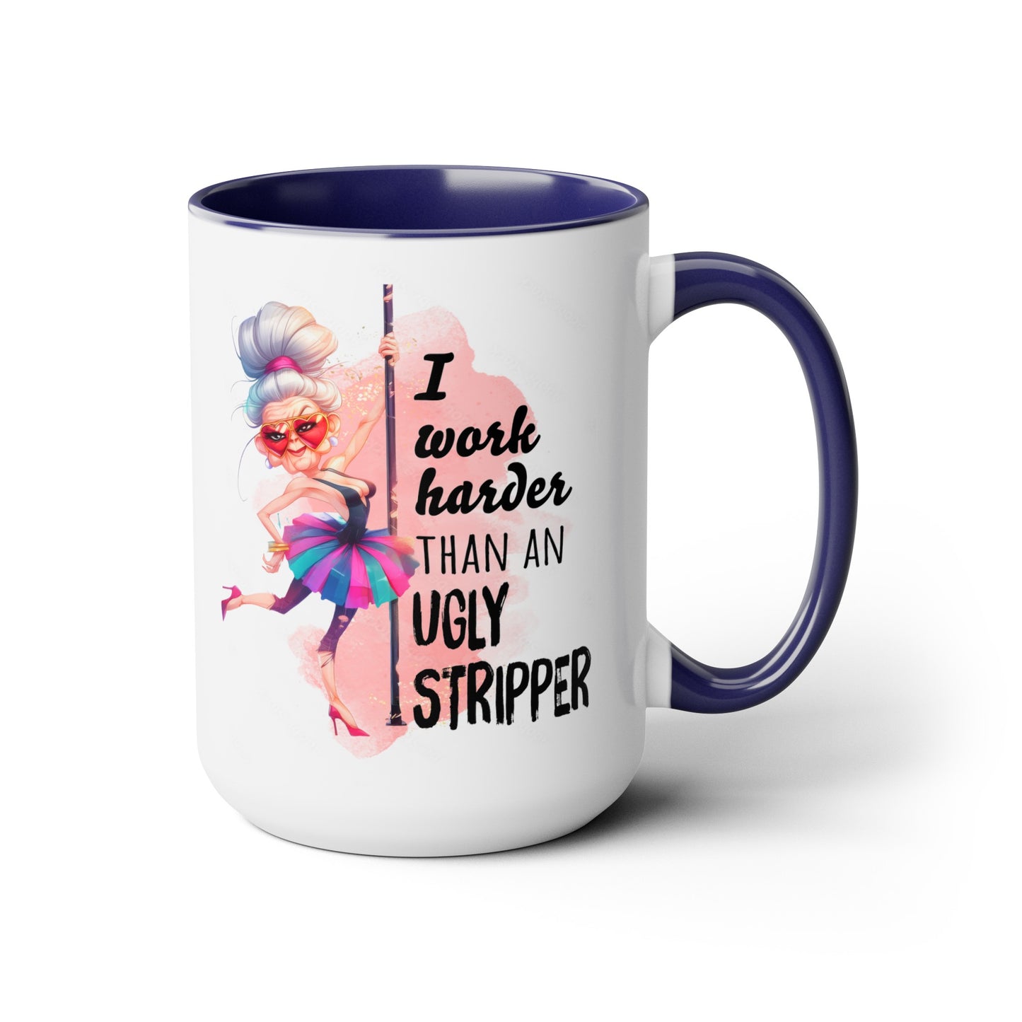 Work Harder Two-Tone Coffee Mugs, 15oz