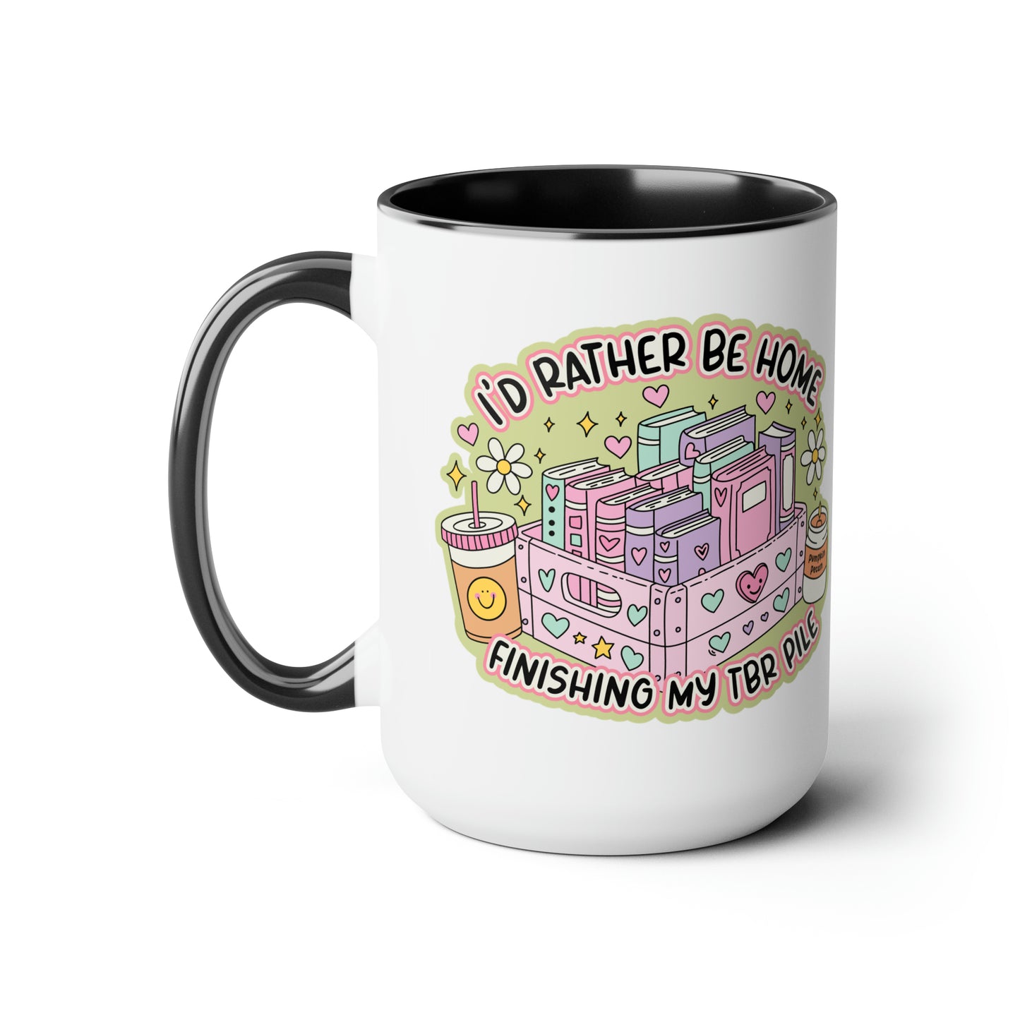 TBR Pile Reading Two-Tone Coffee Mugs, 15oz
