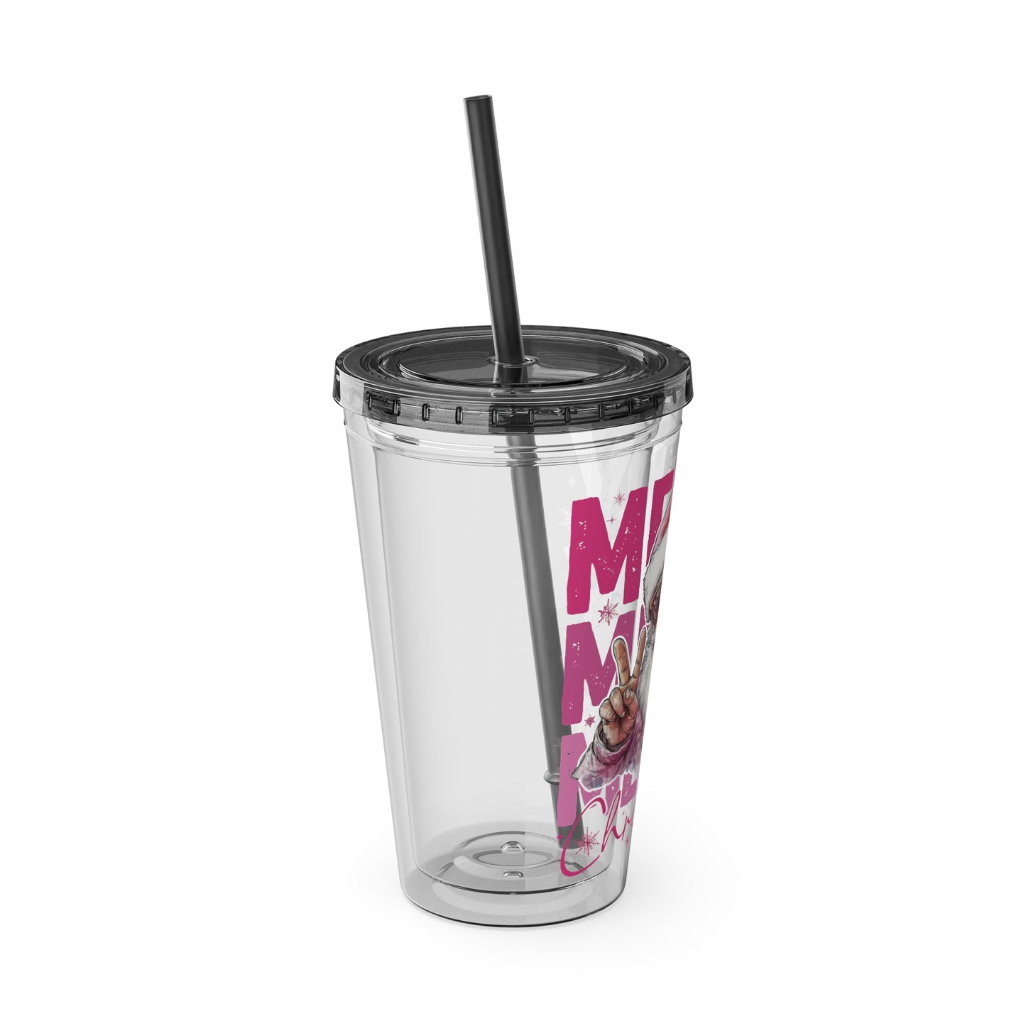Merry Santa Sunsplash Tumbler with Straw, 16oz