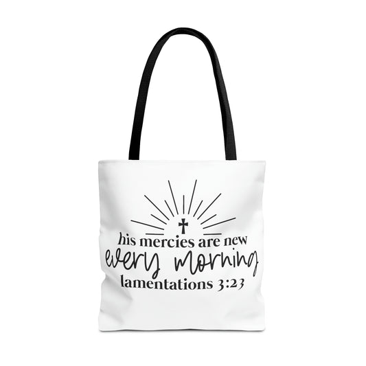 His Mercies Tote Bag (AOP)