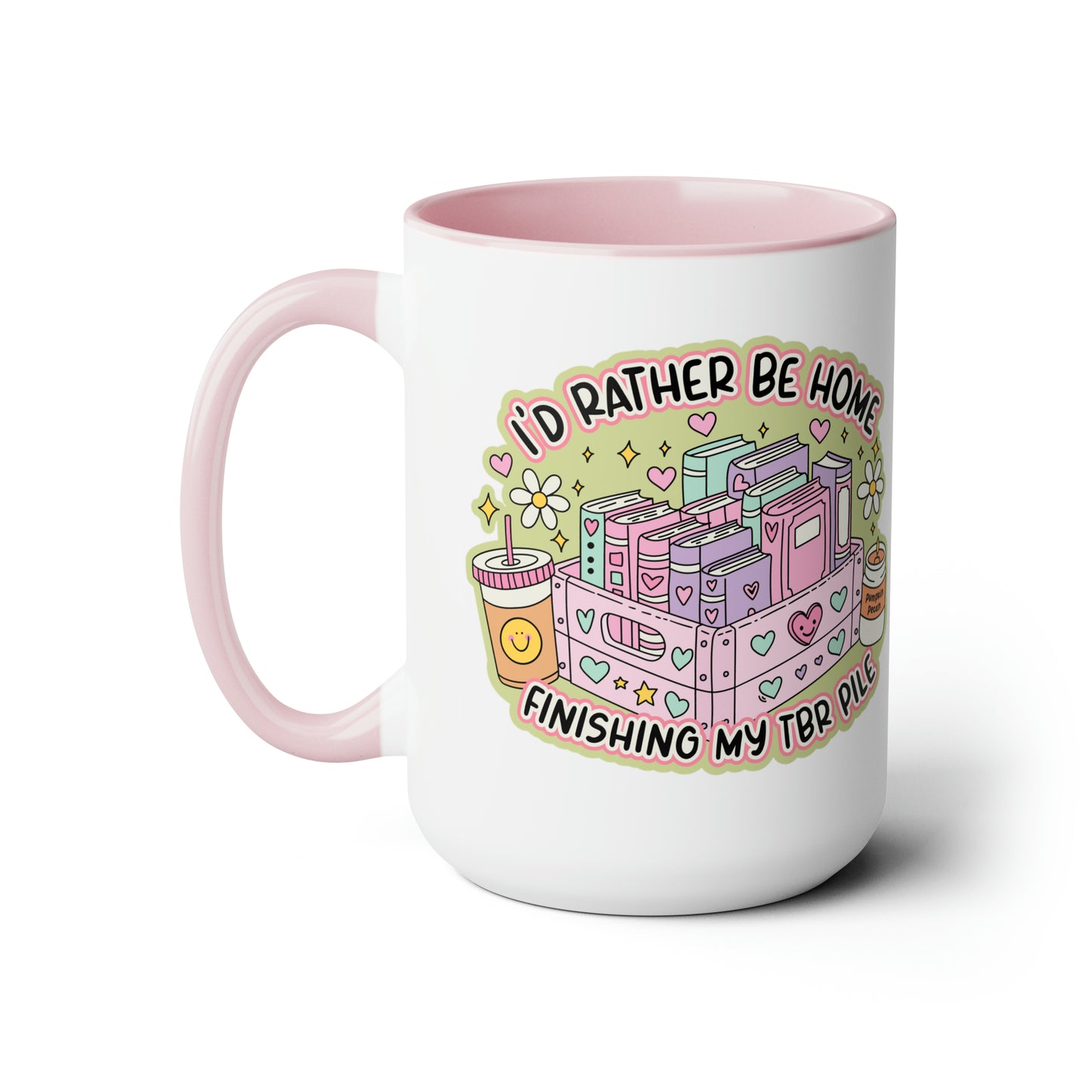 TBR Pile Reading Two-Tone Coffee Mugs, 15oz