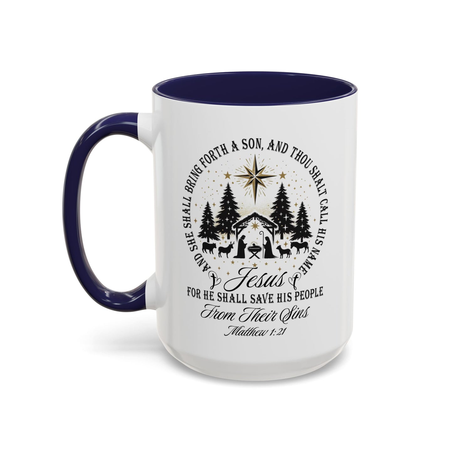 Matthew 1:21 Accent Coffee Mug (11, 15oz)