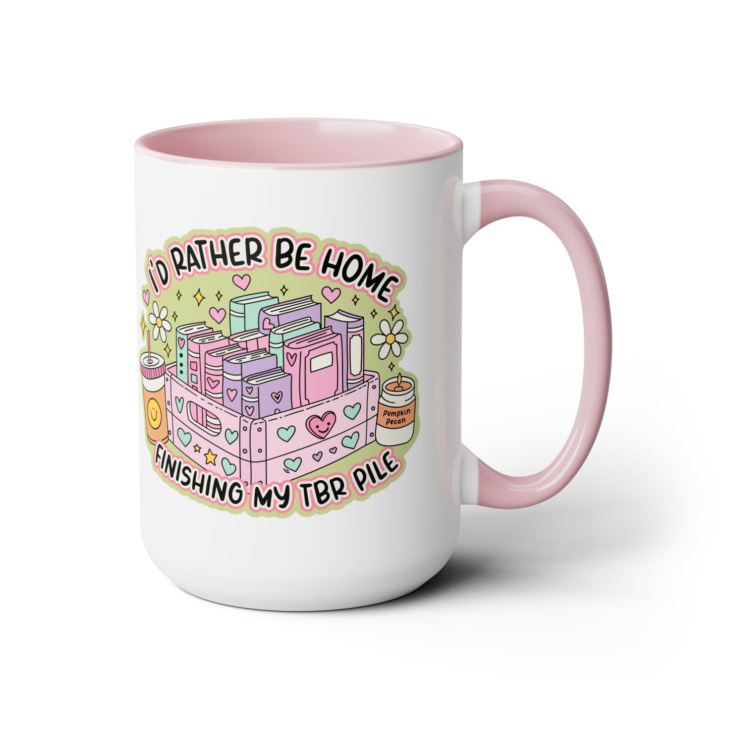 TBR Pile Reading Two-Tone Coffee Mugs, 15oz