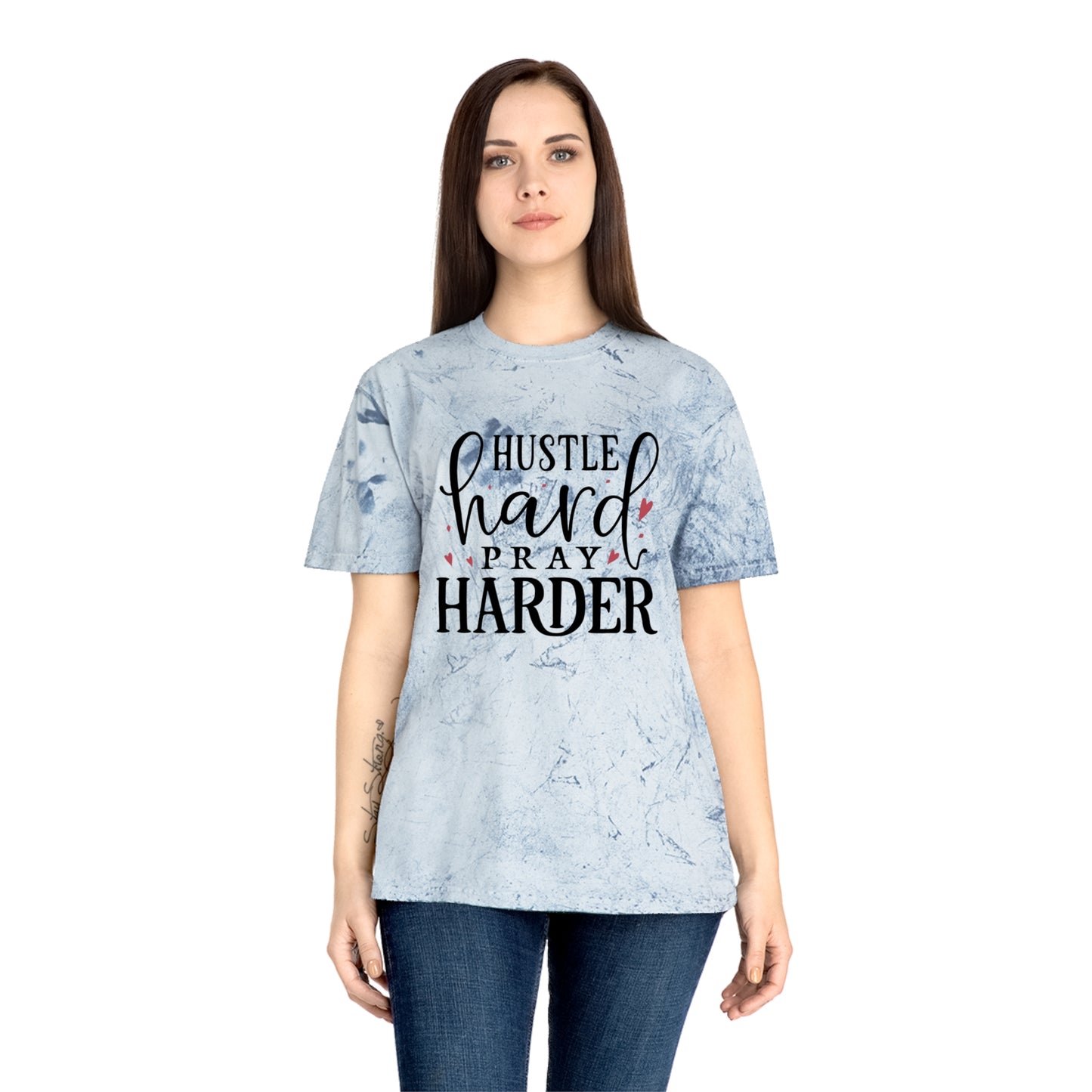 Hustle Hard Prayer Harder Unisex Color Blast T-Shirt