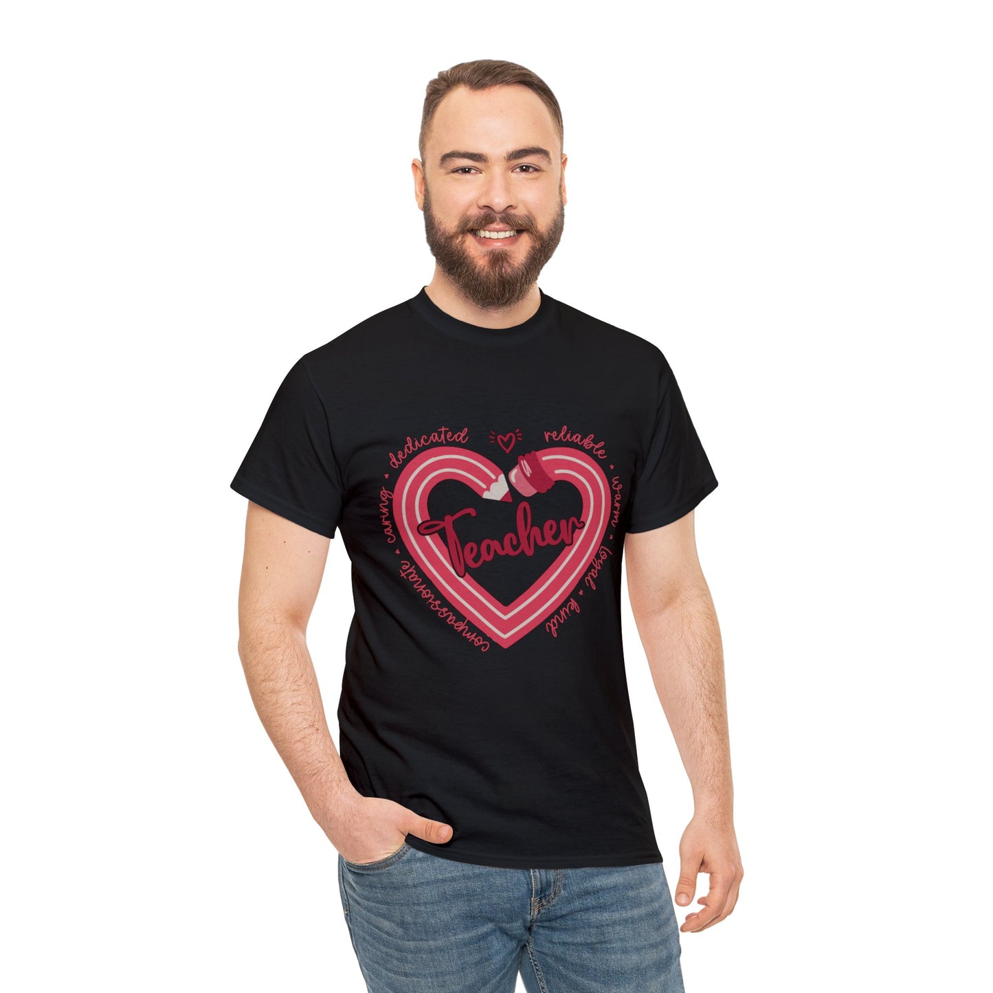Teacher Heart Unisex Heavy Cotton Tee