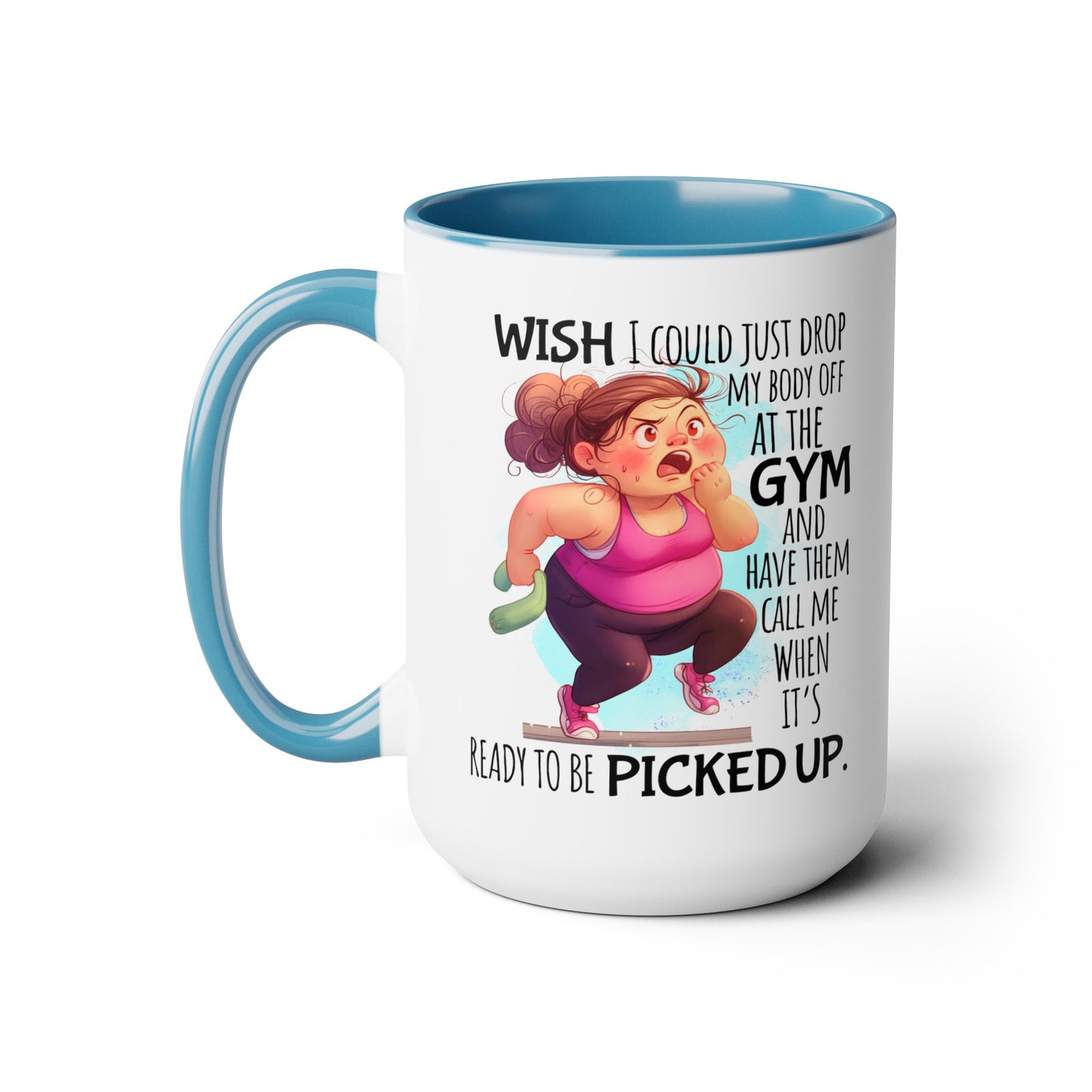 Gym Body Two-Tone Coffee Mugs, 15oz
