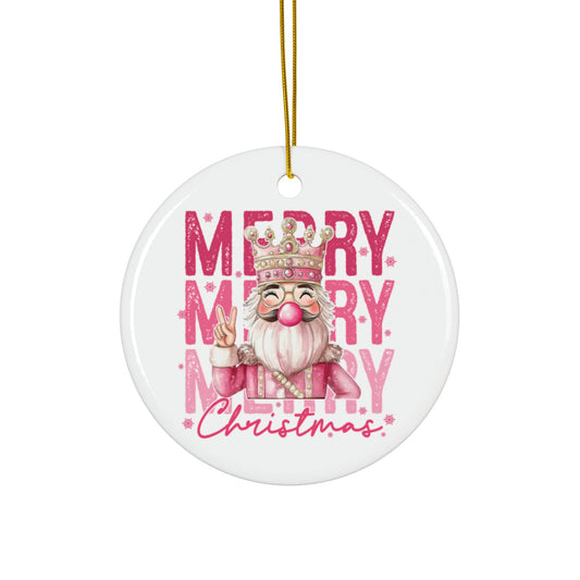 Merry Christmas Ceramic Ornament, Holiday Decor, Gift for Tree, Festive Keepsake, Seasonal Decoration