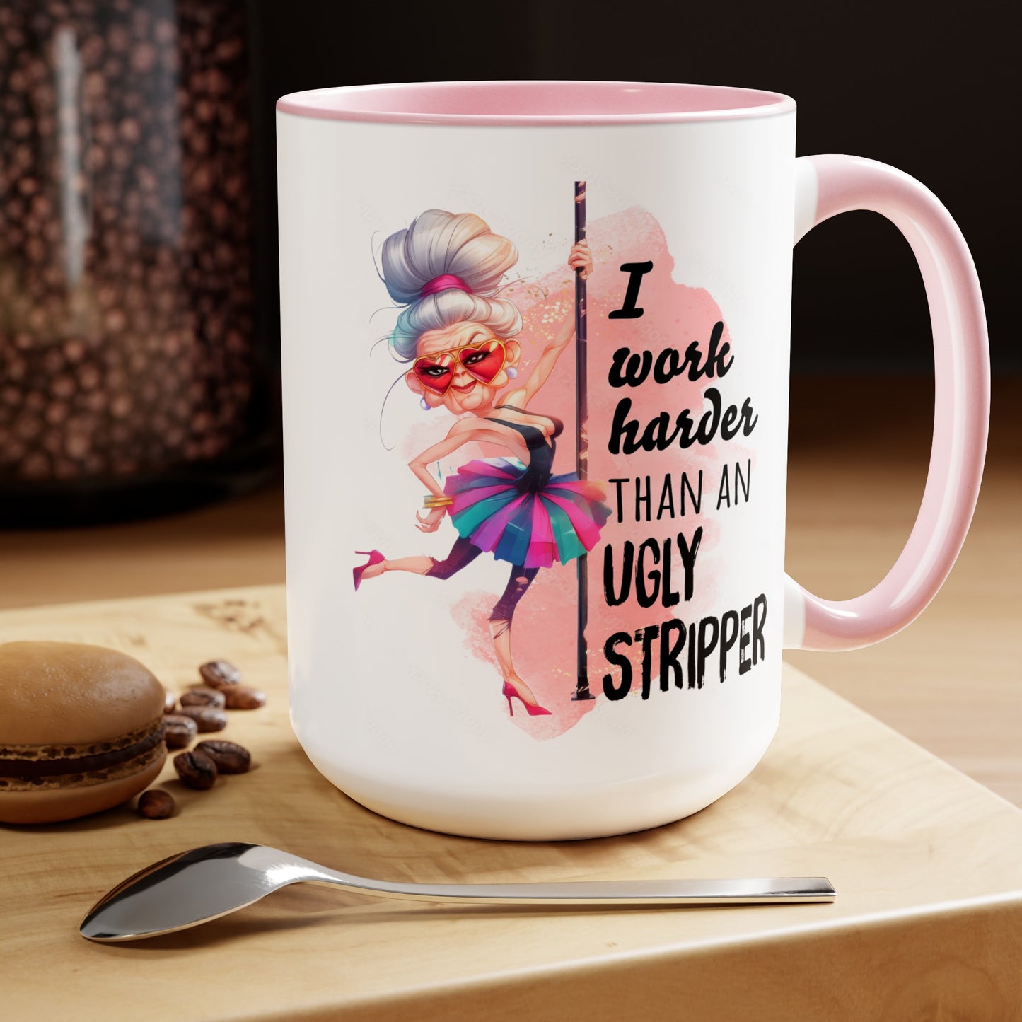 Work Harder Two-Tone Coffee Mugs, 15oz