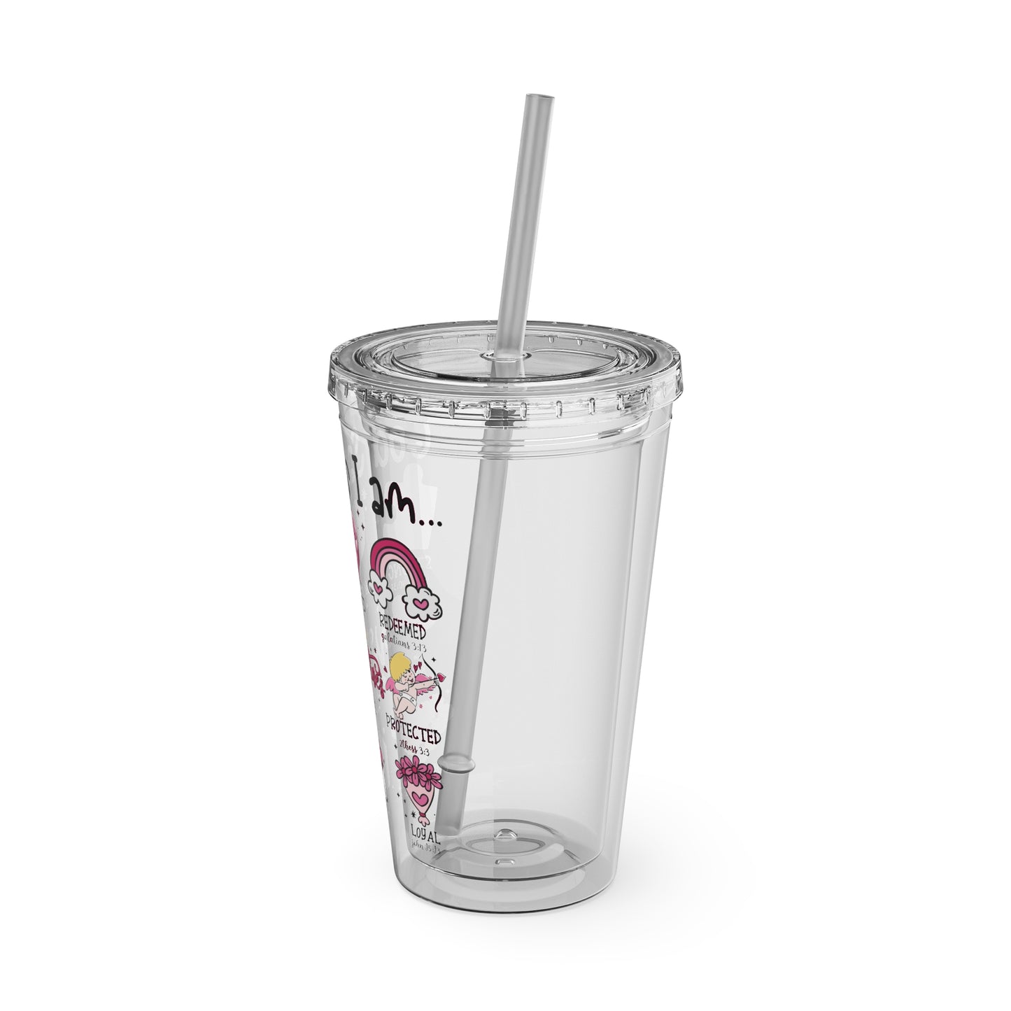 God Says I Am Sunsplash Tumbler with Straw, 16oz