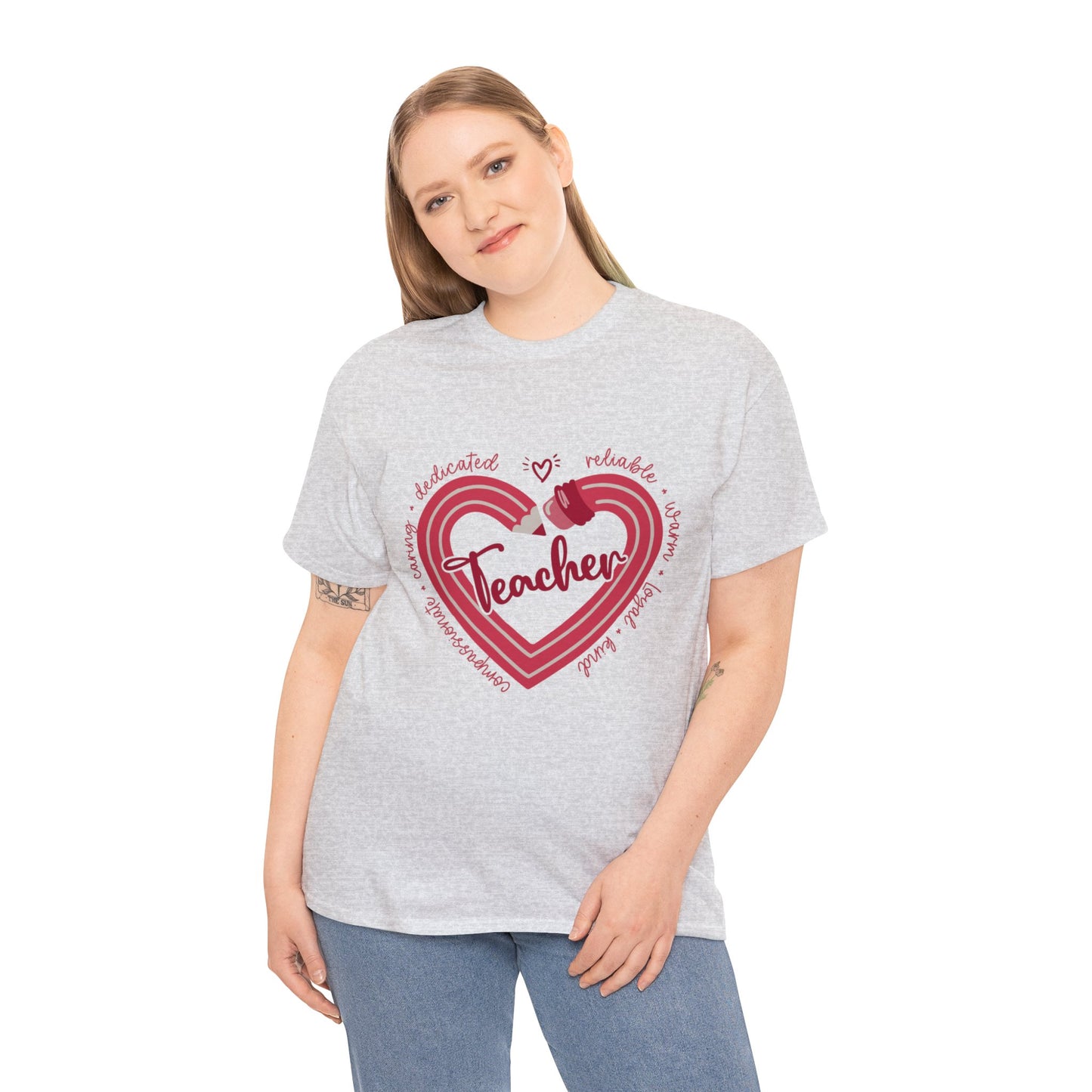 Teacher Heart Unisex Heavy Cotton Tee
