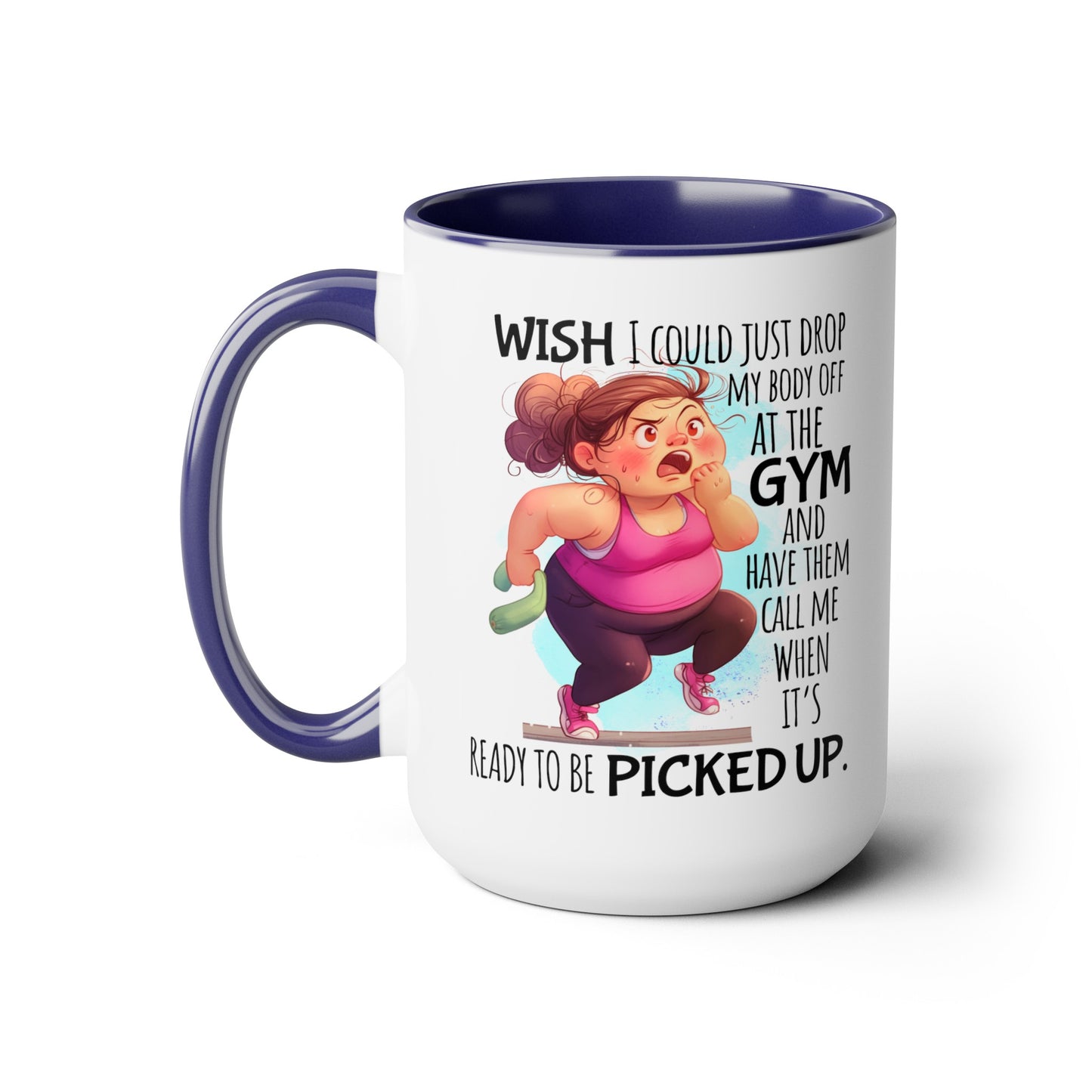 Gym Body Two-Tone Coffee Mugs, 15oz