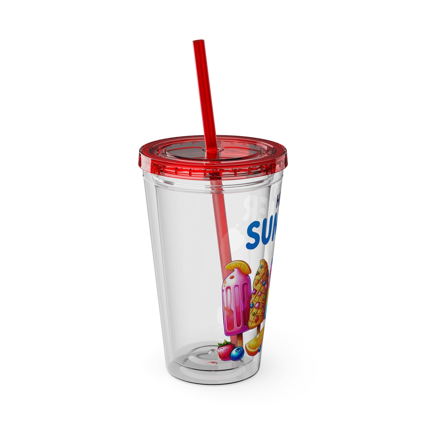 Hello Summer Sunsplash Tumbler with Straw, 16oz