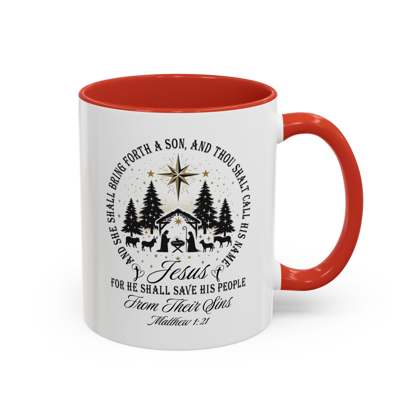 Matthew 1:21 Accent Coffee Mug (11, 15oz)