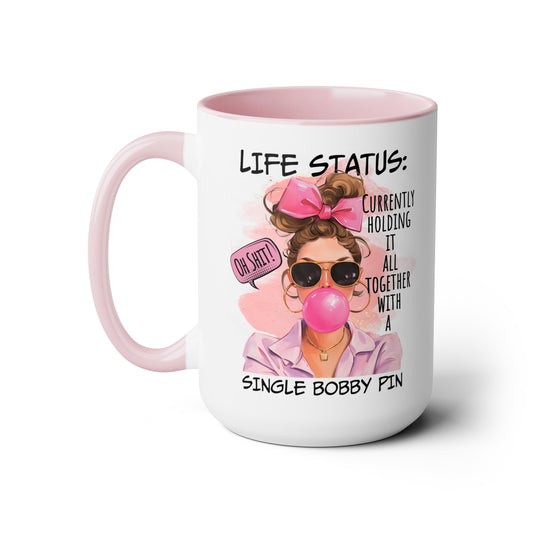 Life Status Two-Tone Coffee Mugs, 15oz
