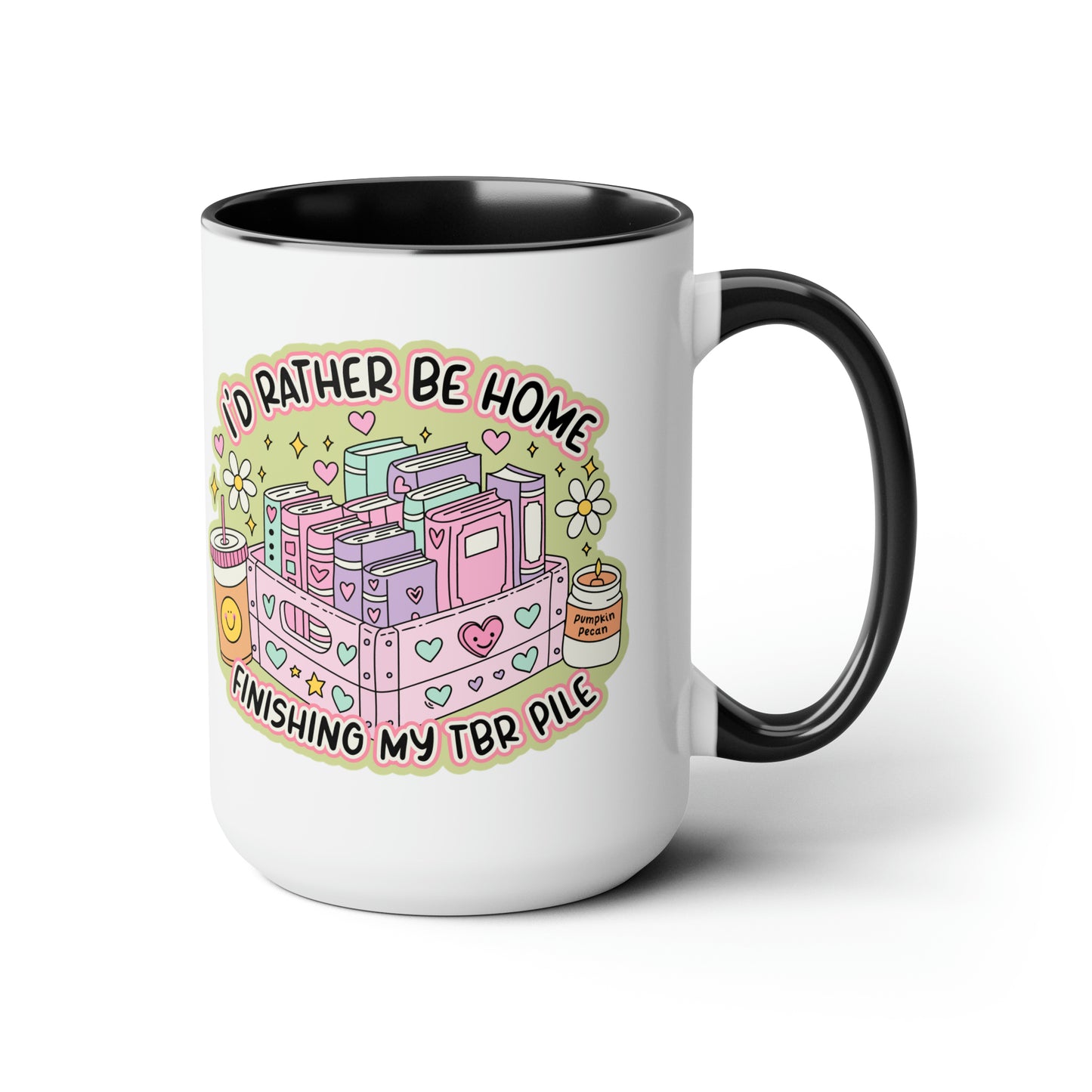 TBR Pile Reading Two-Tone Coffee Mugs, 15oz