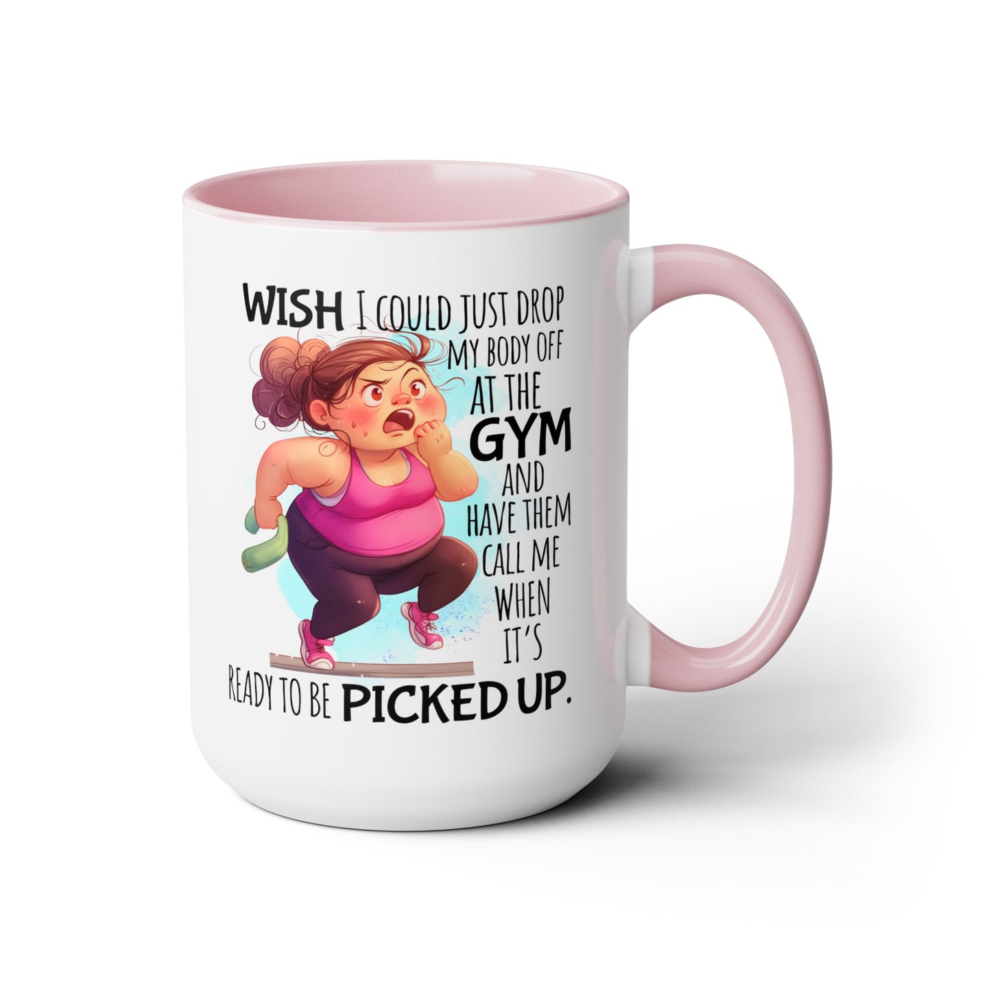 Gym Body Two-Tone Coffee Mugs, 15oz