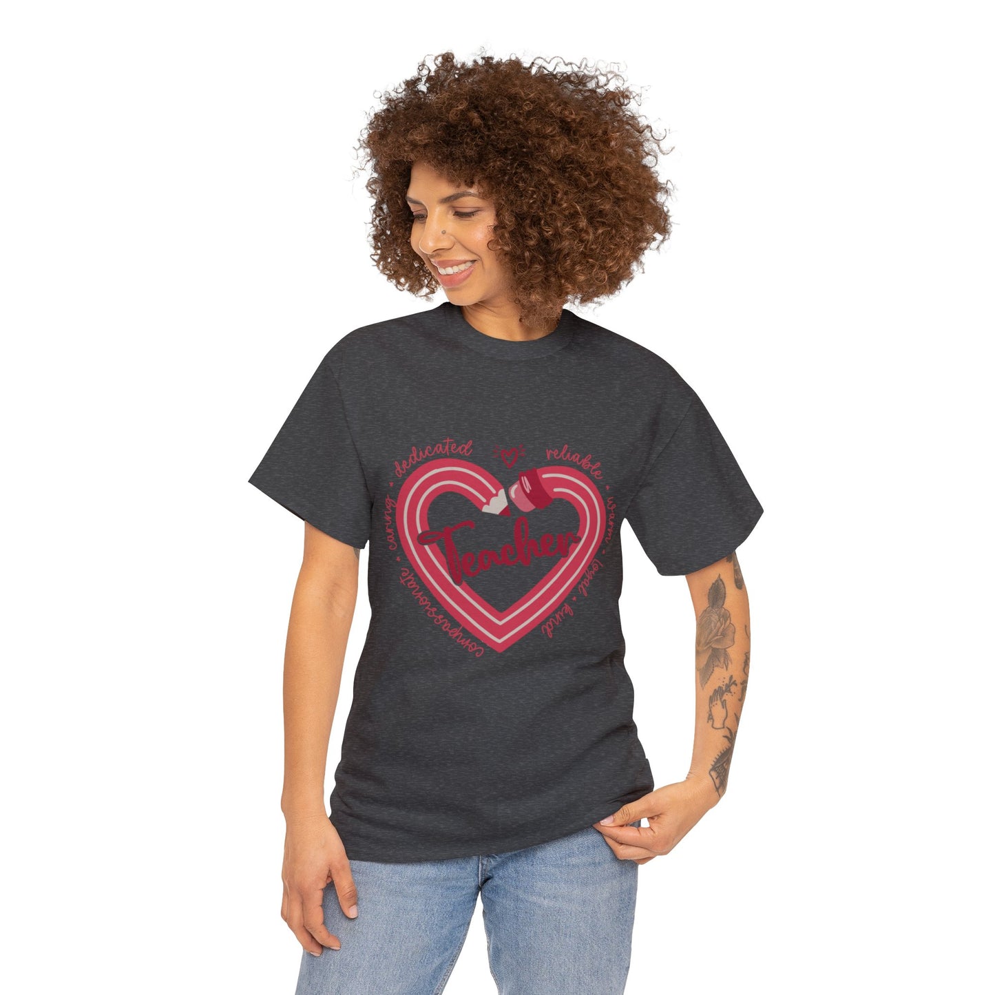 Teacher Heart Unisex Heavy Cotton Tee