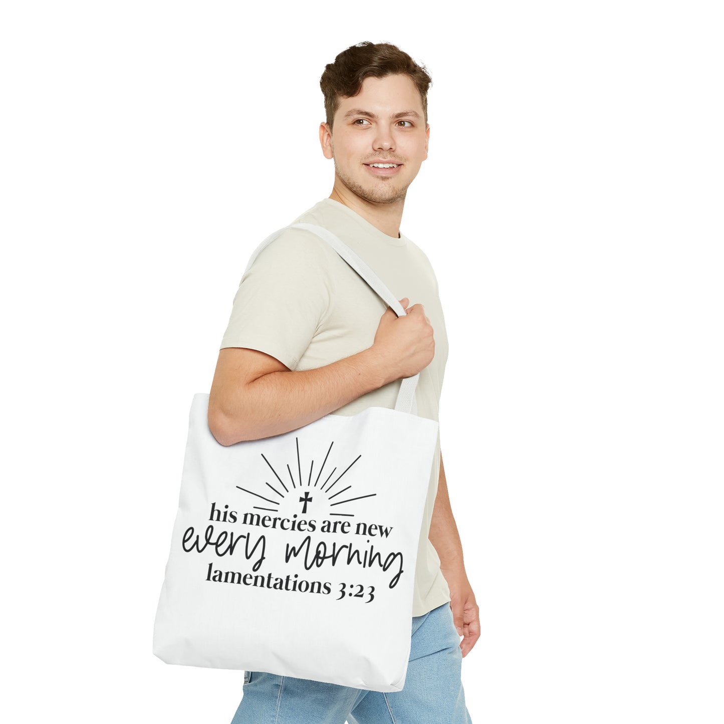 His Mercies Tote Bag (AOP)