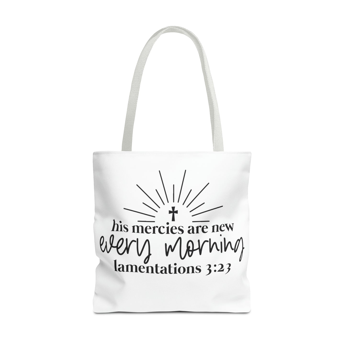 His Mercies Tote Bag (AOP)