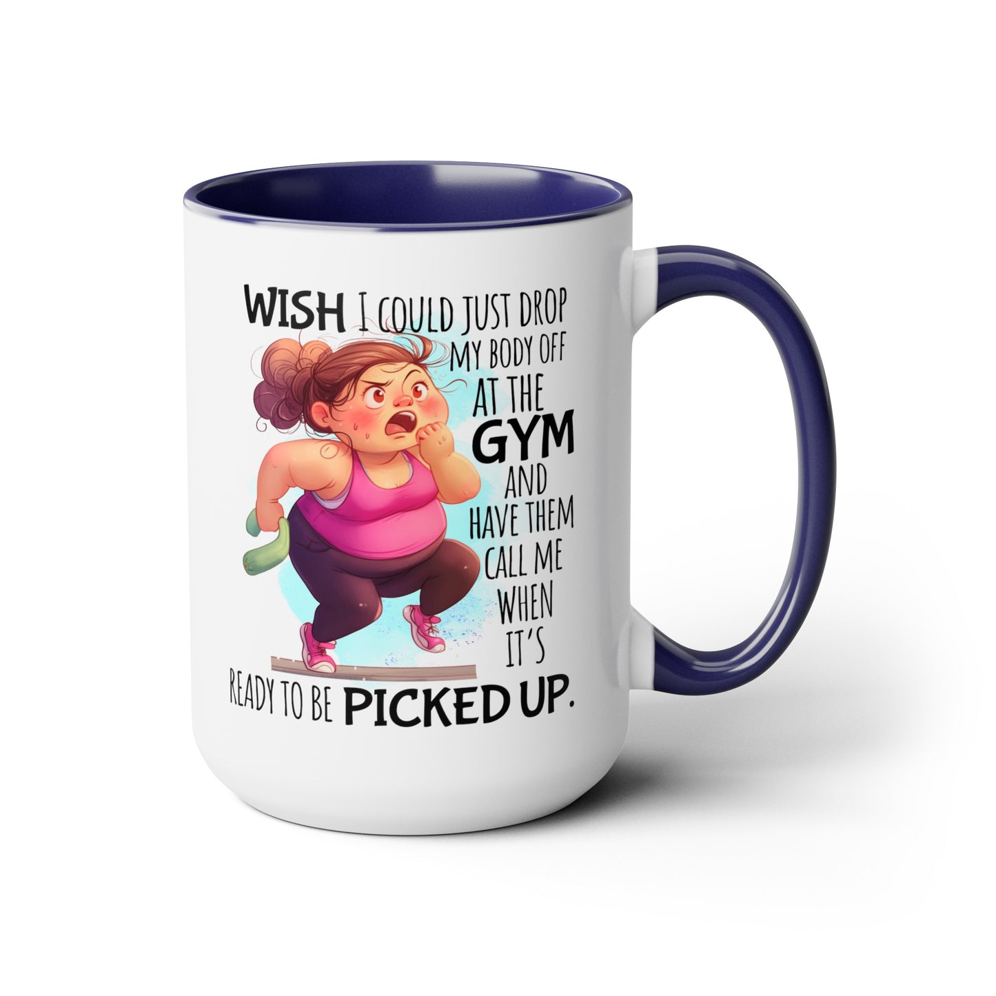 Gym Body Two-Tone Coffee Mugs, 15oz