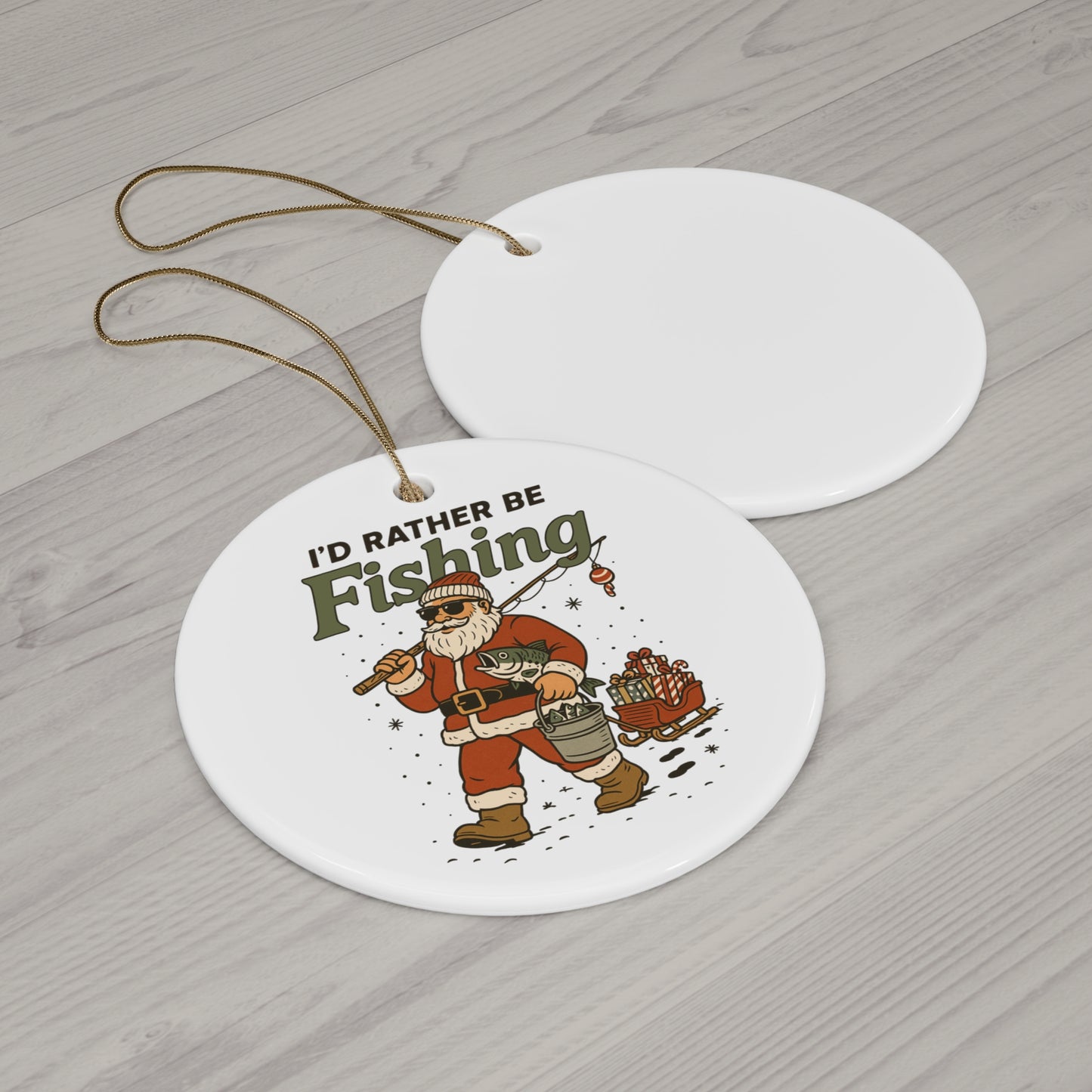 Fishing Santa Ornament, Holiday Decor, Fishing Lover's Gift, Christmas Tree Ornament, Unique Gift Idea, Fishing Enthusiasts Decoration