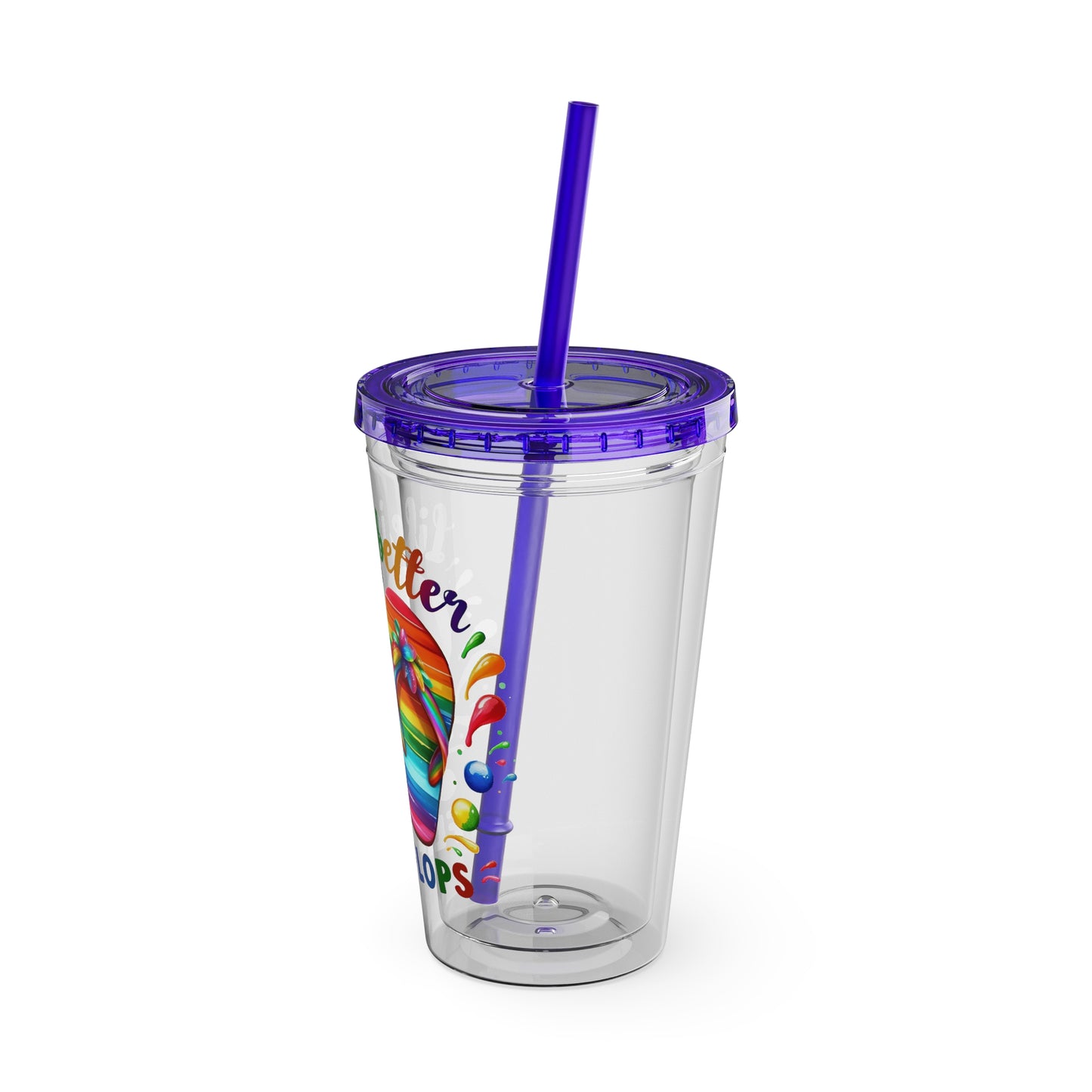 Life is Better in Flip Flops Sunsplash Tumbler with Straw, 16oz