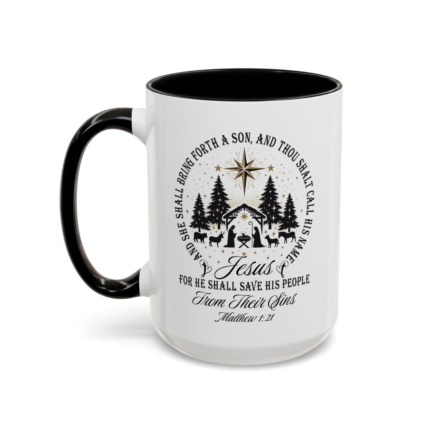 Matthew 1:21 Accent Coffee Mug (11, 15oz)