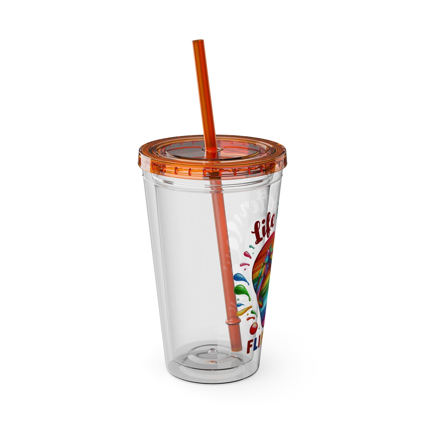 Life is Better in Flip Flops Sunsplash Tumbler with Straw, 16oz
