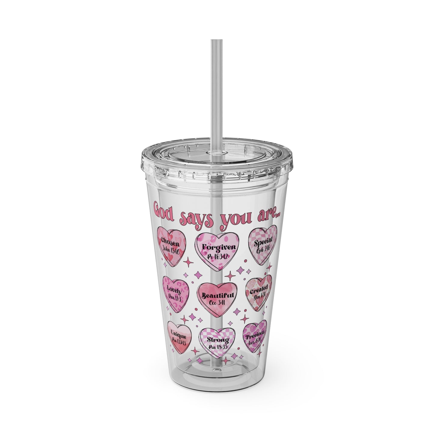 God Says Sunsplash Tumbler with Straw, 16oz