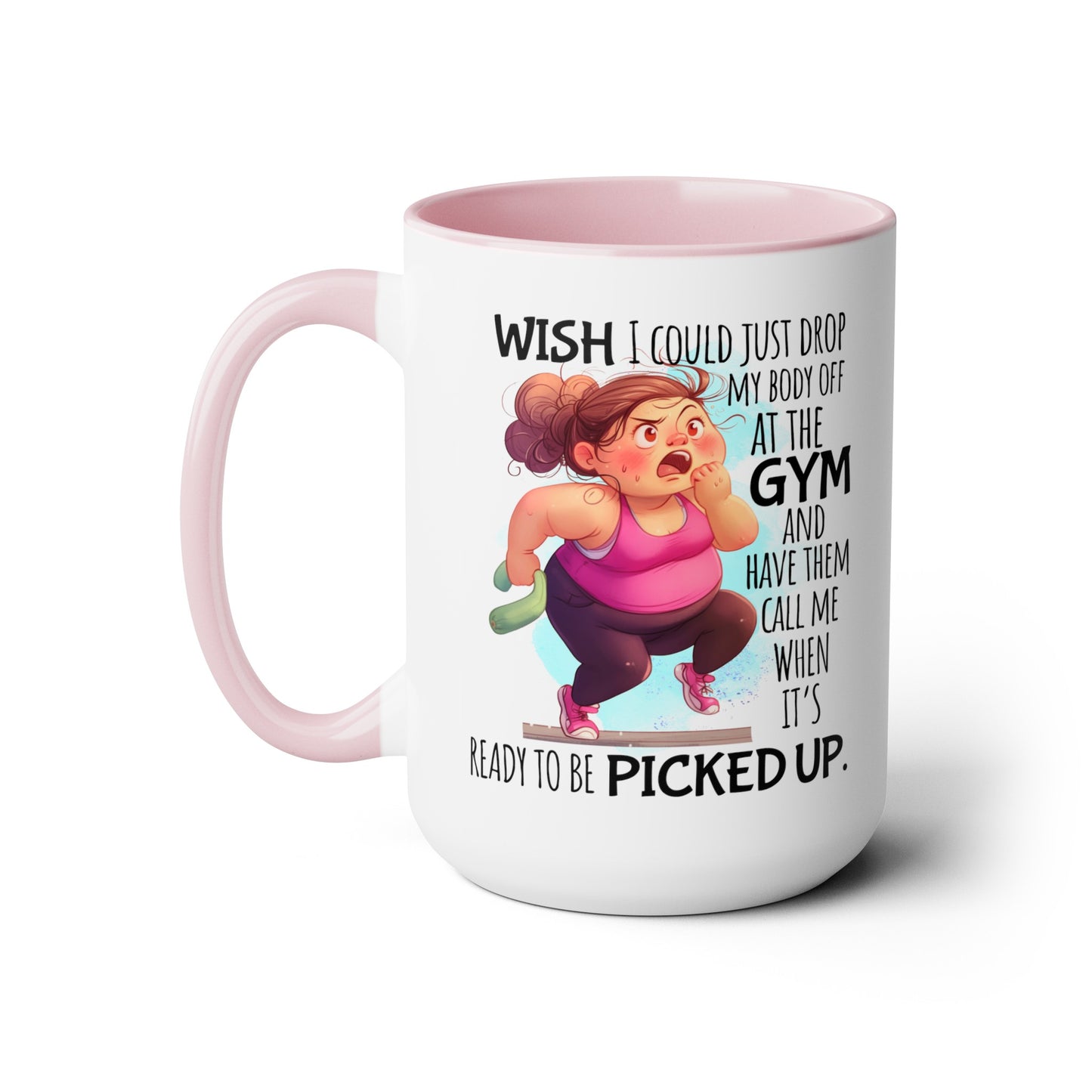 Gym Body Two-Tone Coffee Mugs, 15oz