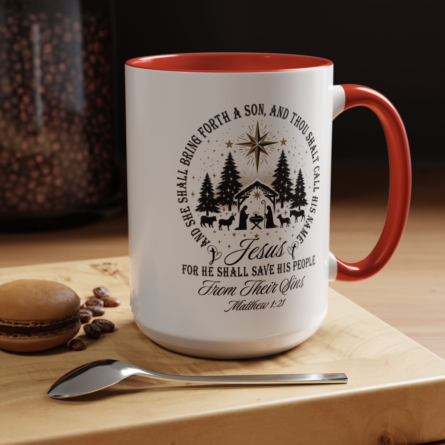 Matthew 1:21 Accent Coffee Mug (11, 15oz)