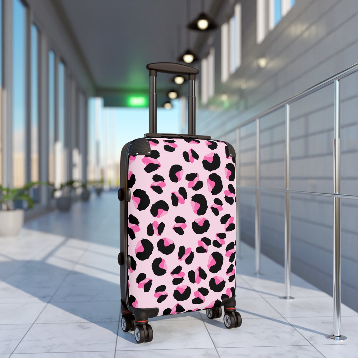 Chic Pink Leopard Print Suitcase - Stylish Luggage for Travel Enthusiasts
