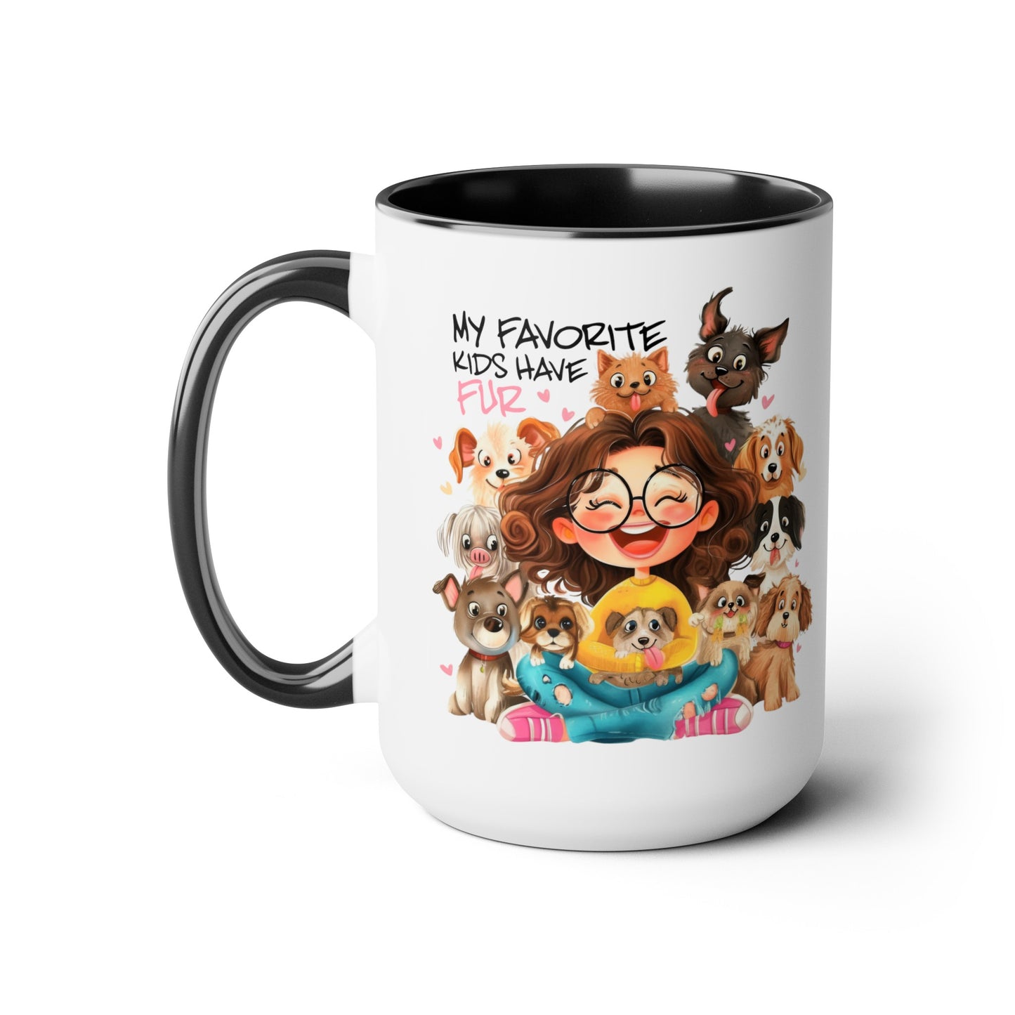 Favorite Kids Have Fur Two-Tone Coffee Mugs, 15oz