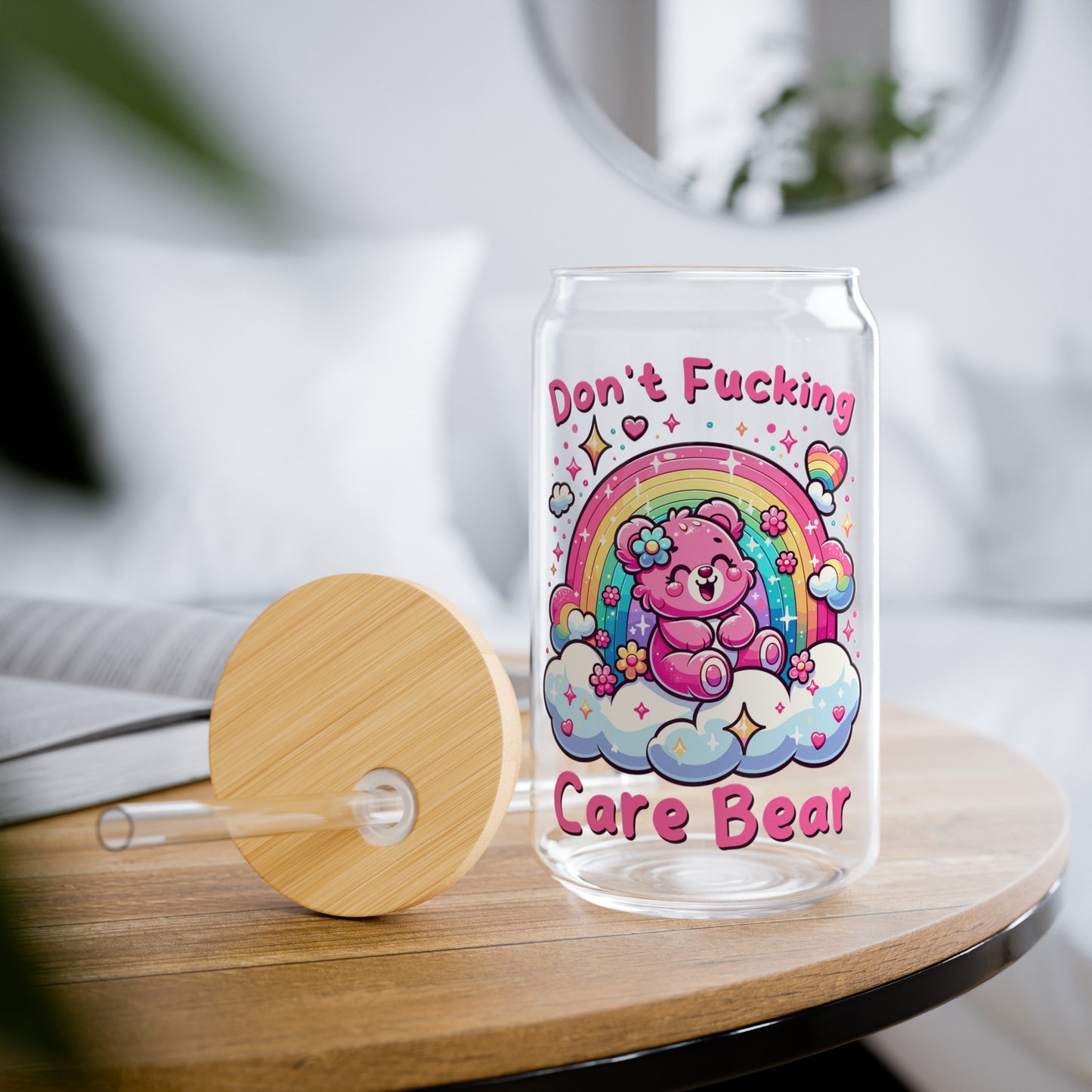 Don't Care Bear Sipper Glass, 16oz