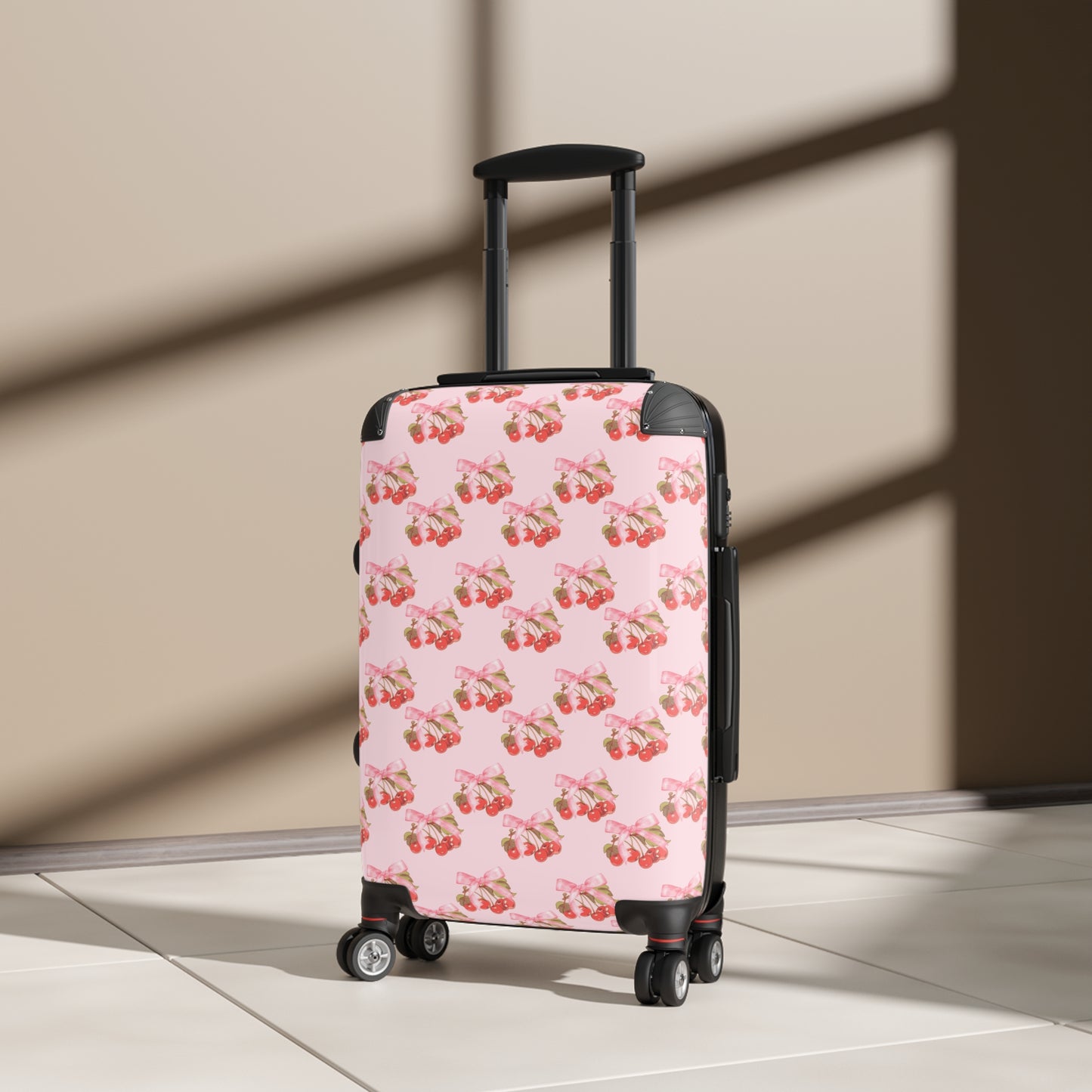 Cherries and Bows Travel Suitcase – Stylish Luggage for Trendy Adventures