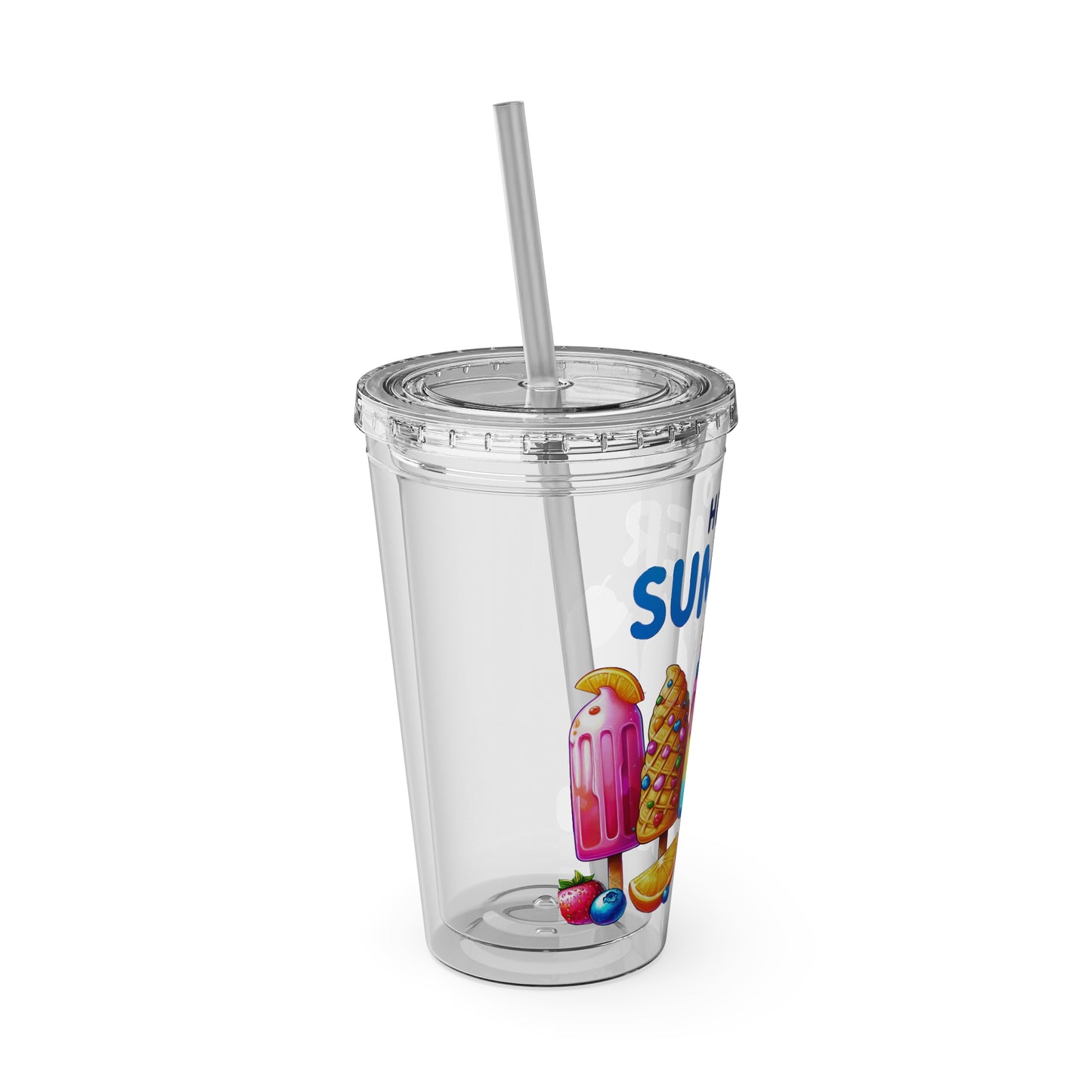 Hello Summer Sunsplash Tumbler with Straw, 16oz