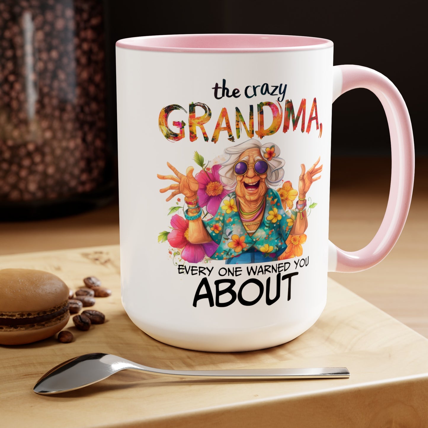 Crazy Grandma Two-Tone Coffee Mugs, 15oz