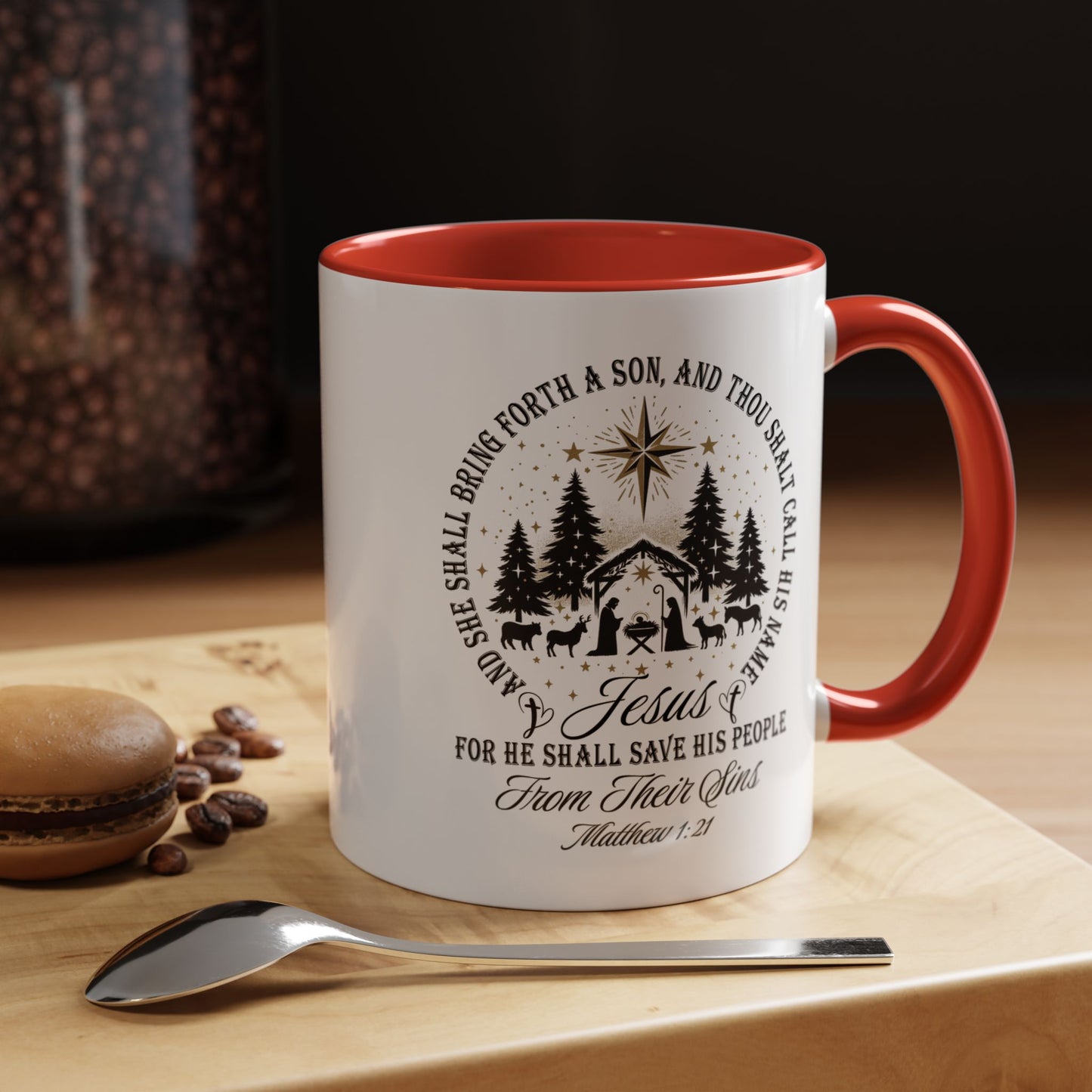 Matthew 1:21 Accent Coffee Mug (11, 15oz)