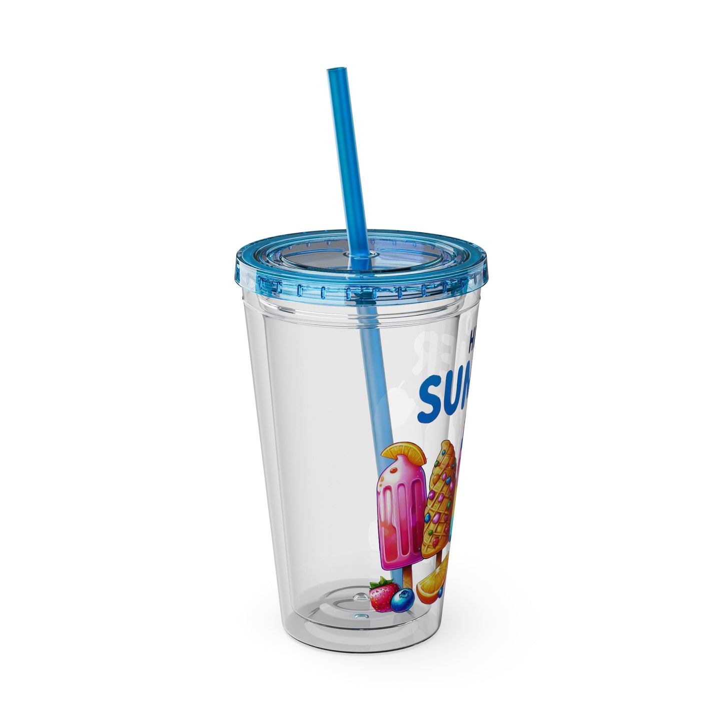 Hello Summer Sunsplash Tumbler with Straw, 16oz